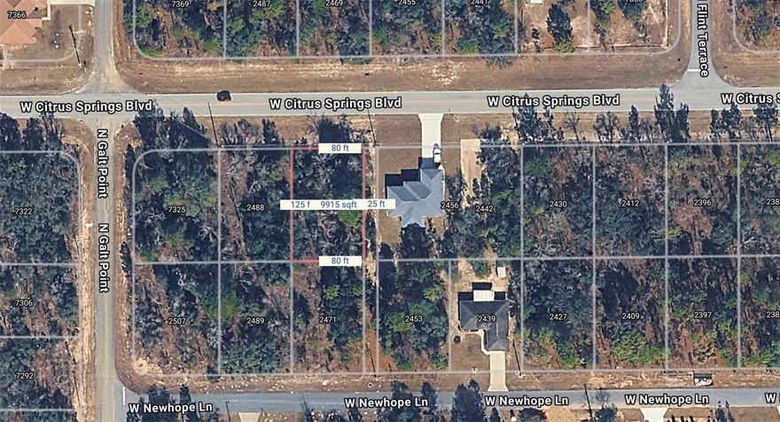 Buildable 0.23 acre vacant land for sale in Citrus Springs, Florida. Whether you are an end buyer ready to design a custom home, an owner-builder, or a spec builder looking to add to your inventory this lot is a best fit for you. Public water is available at the street and the lot is approved for a septic system, so utilities are sorted. Zoned PDR (Planned Development Residential) for new home construction. 80x125 lot with frontage on a paved, county-maintained road. Flood Zone X means no special flood hazard area and lower homeowner insurance. No HOA, no CDD, no deed restrictions for your build. Located in Citrus County between Crystal River and Inverness with quick access to the Suncoast Parkway for commutes to Tampa, Ocala, and Gainesville. Bring your builder or ask the listing team for vetted Central Florida builder referrals. Drive by anytime or reach out for the survey, plat, and adjacent lot inventory.  The adjacent lot at 2488 W Citrus Springs Blvd is also available and the two can be purchased together as a package deal, perfect for builders adding inventory or buyers wanting a larger footprint