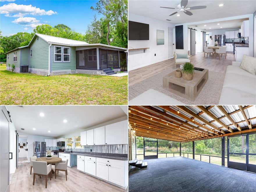 This FULLY RENOVATED home was taken all the way down to the studs in 2019, with no detail overlooked. From the metal roof, HVAC, water heater, plumbing, windows, and every cosmetic - to the Hardie board-wrapped exterior designed for long-term durability - every major component of the home was upgraded, creating true peace of mind for years to come. Perfectly positioned on OVER a 1/2acre, this property offers a rare combination of in-town convenience and spacious outdoor living. A fenced drainage lot and wooded buffer on each side coupled with a deep-set backyard create a secluded feel with plenty of room to spread out, entertain, or simply enjoy the quiet setting. Inside, the thoughtfully designed split floorplan is filled with light from the abundance of windows and added recessed lighting throughout the home. Offering 3 bedrooms, 2 bathrooms, PLUS a versatile bonus room, the layout provides both functionality and flexibility for today’s lifestyle needs. The primary suite is everything you’ve been searching for - featuring a spacious walk-in closet, dual vanities, a luxe soaking tub, and an oversized walk-in shower that gives the space a true spa-like feel. The home continues to impress with an oversized pantry with a modern barn door, a large laundry room, and incredible indoor-outdoor living spaces, including an oversized screened front porch and an over 450SqFt screened back porch complete with ambient Edison lighting - the perfect setup for hosting guests, morning coffee, or winding down in the evenings. Located within walking distance to the shops and restaurants of Starke, while still conveniently situated just 30 minutes to Gainesville and 40 minutes to Jacksonville, this property offers not only a beautifully updated home, but also the perfect blend of comfort, convenience, and privacy. Homes with this level of renovation, outdoor space, and location rarely become available - schedule your showing today! *Home has been virtually staged. *Carport will be removed prior to closing.