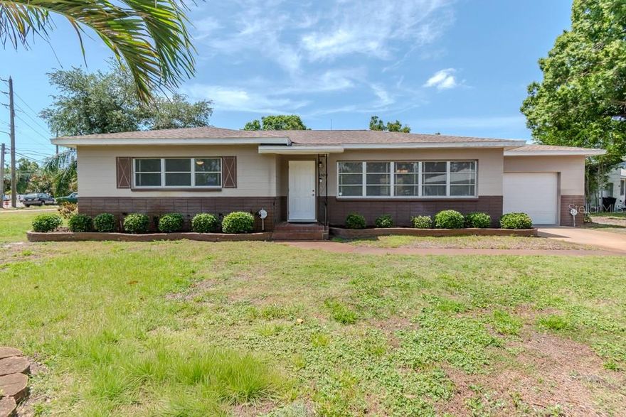 Charming Block Home on Oversized Corner Lot in the NO Flood Zone!

This well-maintained single-story block home sits on a spacious corner lot in a desirable NON-FLOOD zone, offering peace of mind and plenty of outdoor space. Featuring 2 generously sized bedrooms with built in closets and 1 and 1/2 baths, this home provides 1,420 square feet of comfortable living.

Recent updates include a new roof (Jan. 2018), upgraded 200-amp electrical service (2018), and a brand-new air conditioning system (2024). The home was also professionally tented for termites on March 31, 2026, adding an extra layer of confidence for buyers. Inside, you'll find fresh interior paint throughout the house.

Step into an oversized living and dining area showcasing beautiful original terrazzo floors and a unique retro charm. The full bathroom stands out with vibrant tile work and has 2 step-in showers, offering both character and functionality.

The kitchen features all-wood cabinetry, a built-in oven, a cooktop stove and a large refrigerator ready for your personal touch. Off from the dining room are sliding glass doors leading to the nice sized Florida Room, which is an excellent space to relax after a long day or starting your morning with a hot cup of coffee, it also gives access to the attached extra-large 1 car garage that has ample room for your vehicle as well as extra storage space, along with laundry hookups and a convenient half bath with utility tub/sink.

This property is perfect for buyers looking for solid construction, thoughtful updates, and classic Florida character—all in a prime location which is 1 mile from the Stetson Law School and downtown Gulfport, with it's unique boutique's, shopping, numerous restaurants, large public library, very active senior center and 1/2 mile of sandy beaches on the Boca Ceiga Bay.  In addition, it's location has easy access to I-275 to get to St. Petersburg is a 15 minute drive, the St. Pete/Clearwater airport is only 20 minutes away and the Tampa International airport is within 30 minutes.