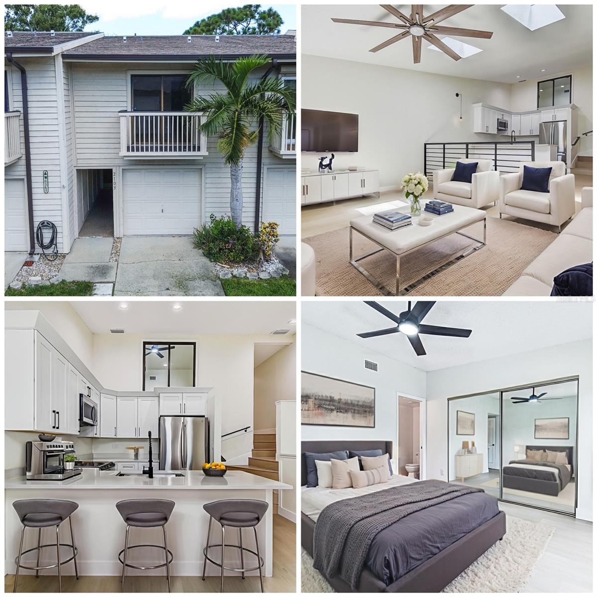 One or more photo(s) has been virtually staged. PRICED TO SELL!!! Move right into this beautifully remodeled 2 bedroom, 1.5 bath condo with a 1-car garage! Recent updates include a new AC (2023) and new roof (2023) with the $14,000 ROOF ASSESSMENT PAID IN FULL!!! Inside you’ll find all new flooring, fresh paint, new baseboards, and a fully updated kitchen with soft-close all-wood cabinets, quartz countertops, and brand-new stainless steel appliances. Enjoy a large walk-in laundry room and attached garage. A private balcony can be found right off of the master bedroom along with a private screened in porch off of the living room over looking the pond, perfect for watching the sunset or sipping your morning coffee. The $648/month HOA covers water, sewer, trash, cable, high speed internet, exterior maintenance, pool, hot tub, and grounds care. The community is also upgrading building exteriors to Hardie siding over the next two years—fully funded. Walking distance to Helen Howarth Park, Forbes recreation center and the Helen Howarth Equestrian Trail. Minutes to great shopping and plenty of Restaurant options. 10 minutes to Floridas iconic beaches, 15 minutes to Downtown St Petersburg and 25 minutes to Tampa! Come take a look today!