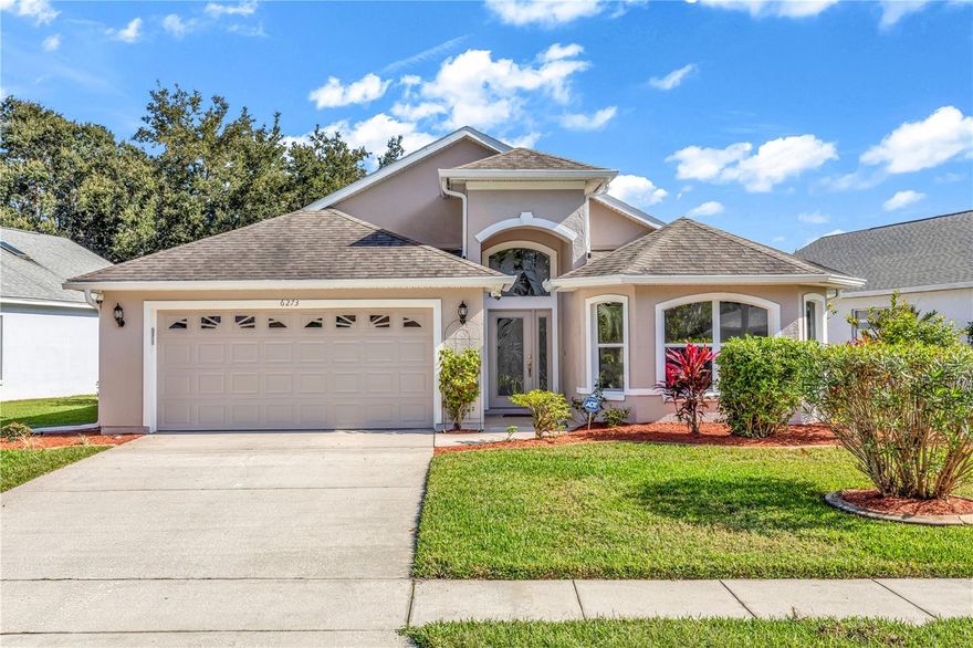This impeccably maintained 3BR/2BA residence is located in the beautiful Cypress Head Golf Community conveniently located in Port Orange, FL. The open-concept floor plan allows for flexible room arrangements. Upon entering, there is a bedroom with double doors that can also be used as an office, located off the foyer. The spacious living/dining combo area opens up to a screened lanai. The bright and airy kitchen is equipped with plenty of cabinets, a pantry, and a casual dining area. The roomy Owner's Suite is located for privacy, and the master bath features a large, tiled shower, a garden tub, and a double vanity. The second bedroom is conveniently situated next to the second bath. The indoor laundry room comes with a washer/dryer combo and provides access to the 2-car garage. This community offers sidewalks, streetlights, a clubhouse, a community pool, as well as tennis and pickleball courts. BEAUTIFULL CHANDELIERS IN 3 STRATEGIC LOCATION STAYS. A HUGE SCREENED PORCH IS A BIG PART OF THIS BEAUTIFUL HOME.
