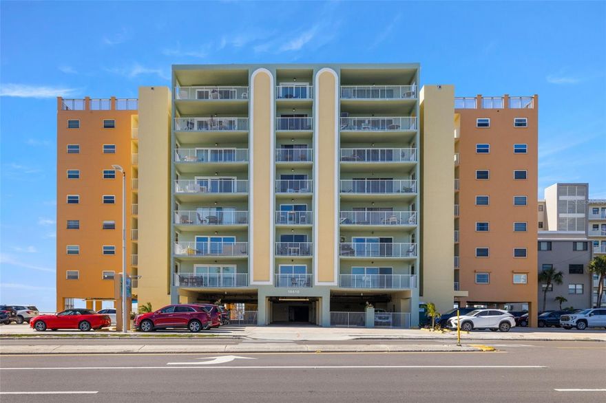 Best Value on the Beach with Short Term Rentals Allowed! GULF FRONT Building * LOW Condo Fees * RESORT STYLE Amenities * Fully FURNISHED & TURNKEY * 7 DAY Minimum Rentals * PET FRIENDLY (for owners) * Beach Side POOL, PATIO & GRILLS * Plus it is VERY RARE to find a Gulf Front Condo that includes COMMUNITY BOAT SLIPS & FISHING PIER on the Intracoastal side. This Oversized 1 Bedroom Condo boasting 875SF of Incredible Living Space has Room to Roam, Loads of Storage, Beautiful Water Views, a Wide-Open Floorplan and comfortably Sleeps Four. Enjoy Sunrise on the Balcony with Panoramic Views of the Intracoastal and Step onto the Beach for the Serenity of the Sunset. Fully Updated with Tile Floors throughout, open Living & Dining Areas and well-appointed Kitchen with Large Island & Breakfast Bar. The Spacious Bedroom has Two Full Beds (plus Two Extra Pull-Out Beds), Huge Closet plus Bonus Closets in Hallway, on Balcony & a separate Owners Closet. Updated Full Bath with Tub/Shower & Storage. New Impact Windows & Slider in 2023 & New AC in 2024. This location is PRIME nestled along the "narrows" in Indian Shores! You can STAY & PLAY at home or FIND ADVENTURE waiting right outside your door! Just Steps from the Elevator, your Toes are in the Sand & Sparkling Gulf Waters. Hang out in the Pool or Lounge on the Patio then head out and enjoy Boating, Kayak, Paddleboard Jet-Skiing and more along the Gulf or Intracoastal. Easy Boat Ride to Johns Pass and then full speed ahead in the Gulf! Steps from your door are the Community Boat Slips and the Public Boat Launch, Tennis Courts & local Parks. Walk, Bike or Ride to Cool Shops & Hot Spots up & down the Island or just minutes across the bridge to EXPLORE the Mainland. Close to Shopping, Dining, Entertainment, Theater, Museums & so much more! Nearby Hospitals, Airports and an EZ Commute to Tampa. Daytrip to Orlando Theme Parks or Head South to Sarasota and Beyond! Make this your Primary or Second Home, Profitable Investment & Perfect for a 1031 Exchange! This is a Highly Desirable Location with Rarely Available Amenities! There is an On-Site Rental Office if you choose to use them too! The Low Monthly HOA Fee includes Cable, Water Sewer & Trash. Pet Friendly & Seller will consider Owner Financing. Schedule your Private Tour Today!