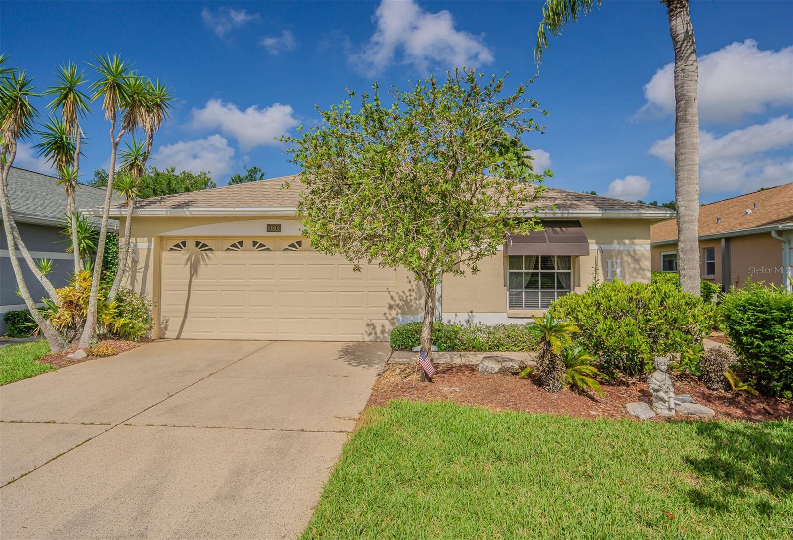 An incredibly priced three bedroom, two bath home in the wonderful Tampa Bay Golf & Country Club community awaiting your updates. The home had a new roof installed June 2021 and a new HVAC in 2018! There are no neighbors to the rear of this home. TBG&CC has two incredible golf courses, the 18 hole Championship course and a 9 hole executive course. The golf courses here are impeccable and very well maintained. Tampa Bay Golf & Country Club is Tampa Bay's premier active 55+ community featuring two swimming pools (the large resort style pool has fountains and heated to a balmy 80 degrees. Pickleball, tennis, cards, bocce, shuffleboard, cornhole and more activities than anyone could possibly do! Our new activities center has a HUGE fitness center with state of the art fitness equipment, a beautiful billiards room and an amazing card room. TBG&CC has no CDD and very affordable HOA charges which include Cable/Internet/DVR and Mini Box. The Tampa Bay Golf & Country Club is Tampa Bay's most desirable 55+ Active community. There is a ONE TIME charge of $3,500.00 for the Social Membership due at closing. . All room sizes are approximate and should be confirmed by buyer. Furniture is available outside of contract.
