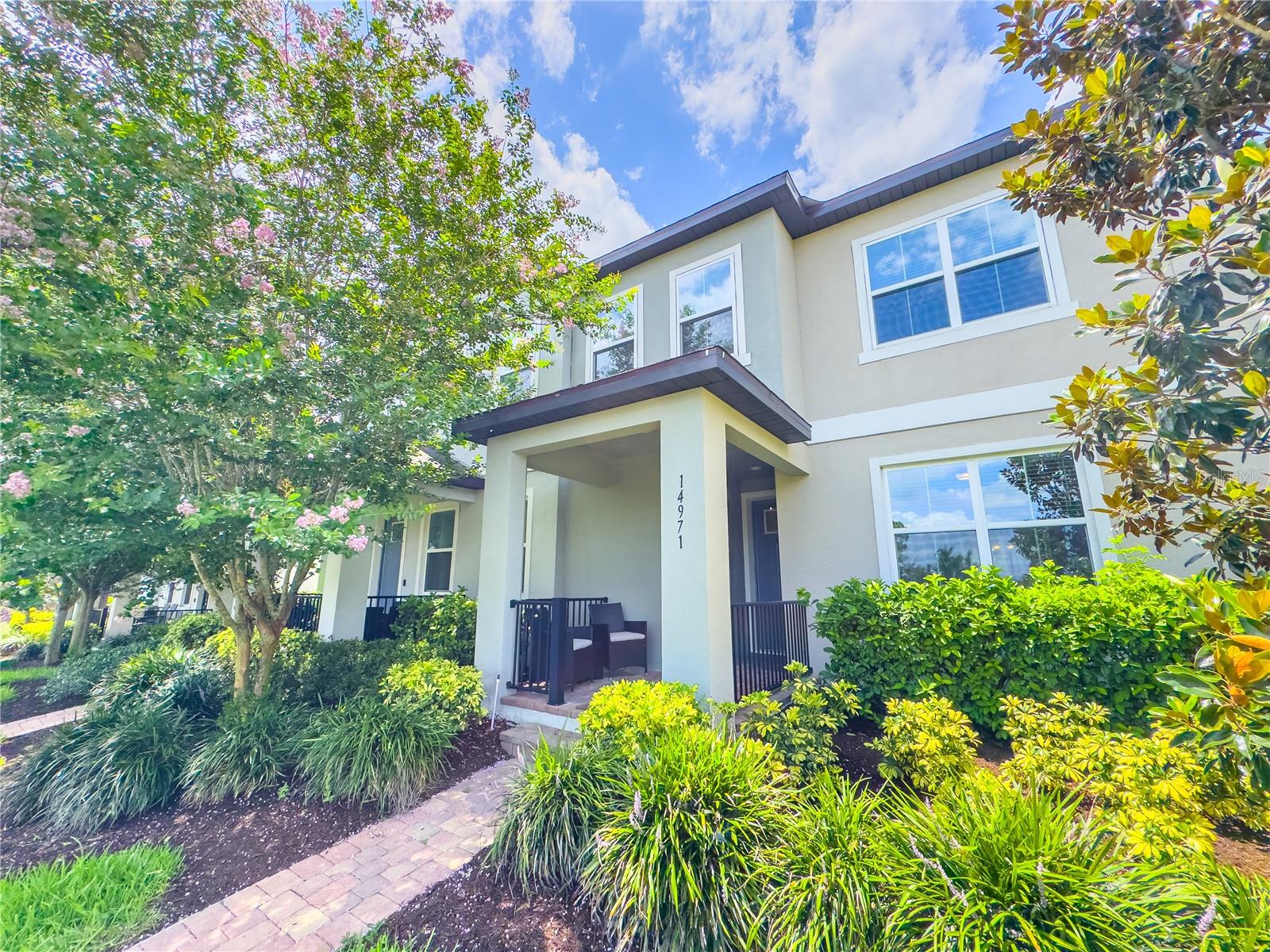 This luxurious townhouse, built in 2019, is located in the Watermark Community in Horizon West, known for its top-rated A schools. The home has an open floor plan with tile flooring, kitchen with 42" cabinets, granite countertops, and a butler's pantry. Upstairs, you'll find three bedrooms, including a master suite with dual sinks, a walk-in shower, and a walk-in closet. A private bricked lanai and two-car garage add to the convenience. The Watermark Community offers amenities such as parks, two pools, a spa/hot tub, BBQ area, basketball and tennis courts, a fitness center, playground, kid’s splash pad, clubhouse, and a picturesque lake. Located near dining, shopping, and attractions like Disney World, this move-in-ready townhouse is an exceptional opportunity in Horizon West. Schedule a tour today. Excellent opportunity for investors!!