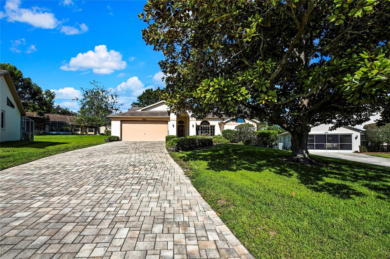 This stunning 3-bedroom, 3-bath pool home in the highly sought-after Timber Pines community is a must-see! Featuring a long paver driveway and a gorgeous back view of the golf course, this home offers the perfect blend of comfort and elegance. Enjoy both a spacious family room and a formal living room, each overlooking the sparkling pool and lush fairways—perfect for relaxing or entertaining. Located in the vibrant 55+ gated Timber Pines community, you'll have access to world-class golf, resort-style amenities, and a welcoming neighborhood atmosphere. Don't miss the opportunity to own this exceptional home with breathtaking views and an unbeatable location!