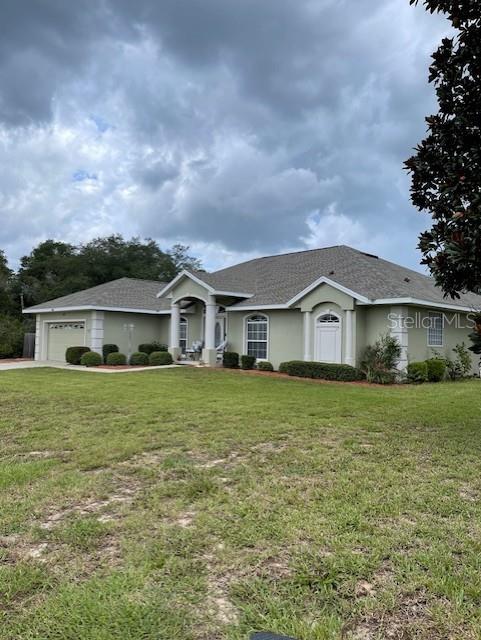Impeccable! Describes this loved and well maintained 4 Bedrooms, Plus Flex room/Den, 3 full Baths home with a roomy (23' X 25') Garage & a Shed (14' W X 12' L) Situated on a .45 of an acre home site. Open floor plan with tray ceilings throughout. Formal Dining Room. The Kitchen boasts a walk in Pantry, plenty of cabinets, Granite counter tops, unique tiled backsplash, newer Stainless Steel appliances featuring a cooks delight double oven and overlooks the additional spacious everyday, casual eating area. The Great Room opens to the expansive tiled and screened Lanai w/ access to/from the 3rd full Bath. Birdcage screened sparkling in ground salt water Pool overlooks privacy fenced and treed backyard. The Master/Main Suite has door access to/from the Lanai, Spa and Pool. Master Bath has double sink vanities, a corner soaking Tub, a step in tiled Shower and a large closet with built ins. On the opposite side of the home is the hallway with 2 storage closets and the 2nd, 3rd and 4th Bedrooms sharing 2 nicely appointed full Baths. The 3rd Bath has a Walk In Tub and the hall door to the lanai, Spa and Pool. The home has been upgraded and updated over the years and includes; Roof replaced Apr. 2025, Water Heater Jan. 2024, HVAC July 2018. A Home Warranty also conveys with the home. Located in popular SW Ocala neighborhood, close to all your needs and parent popular K-12 schools. Your Oasis awaits!