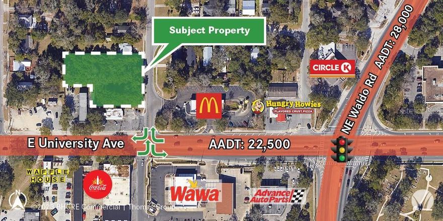 +/- 0.5 acres of RMF-7 zoned multi-family vacant land. This zoning is permitted by right to have a max of 14 dwelling units per acre and maximum three stories, with an opportunity to apply for density bonus through the City of Gainesville. Located one block north of East University Ave near the intersection of University Ave and Waldo Rd (FL SR 24), this shovel ready site is located less than half mile to downtown Gainesville and 1.5 miles to the University of Florida. Take advantage of favorable zoning status and excellent location to establish your next multi-family development opportunity in one of the fastest growing areas in the state of Florida.
