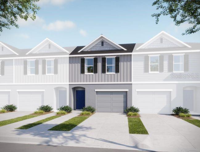 Under Construction. Under Construction. Discover modern living at Mirada Townhomes, a vibrant community near the stunning Mirada Lagoon. Residents enjoy outdoor recreation, top-tier amenities, and even a swim-up bar at the lagoon. This thoughtfully designed community blends comfort, convenience, and relaxation, all in a prime location.
This spacious two-story townhome is designed with functionality and style in mind, featuring a loft and a one-car garage for versatile living. The open-concept main level is perfect for entertaining, showcasing a sleek kitchen with quartz countertops, a stylish backsplash, and a walk-in pantry for added storage. A refrigerator is included, making the kitchen move-in ready.
Elegant EVP flooring flows throughout the kitchen, dining, and great room, which also features additional LED lighting, providing both durability and modern appeal. A covered lanai just off the great room extends the living space outdoors, ideal for relaxation or gatherings.
Upstairs, the loft area provides additional space for work, play, or relaxation. The primary suite serves as a private retreat with a spa-inspired bath featuring dual vanities, a tiled shower enclosure, and a linen closet for added storage. Two additional bedrooms share a beautifully appointed second bath with a tiled shower/tub combo and upscale finishes, while carpet in the loft and bedrooms adds warmth and comfort.
The laundry room includes a washer and dryer, plus two extra linen closets for maximum organization. Blinds are installed throughout the home, ensuring privacy and convenience from day one.
Exterior features include architectural shingles for durability and curb appeal. Smart home upgrades like Keyless Entry, a Smart Home Panel, Video Doorbell, and Deako Switches enhance modern efficiency and security in daily living.
The monthly HOA fee covers cable, internet, lagoon access with guest passes, lawn care, and building exterior maintenance, creating a truly low-maintenance lifestyle. Backed by a full builder warranty, this townhome combines style, comfort, and peace of mind—all just steps from the lagoon and everything Mirada provides within the community.