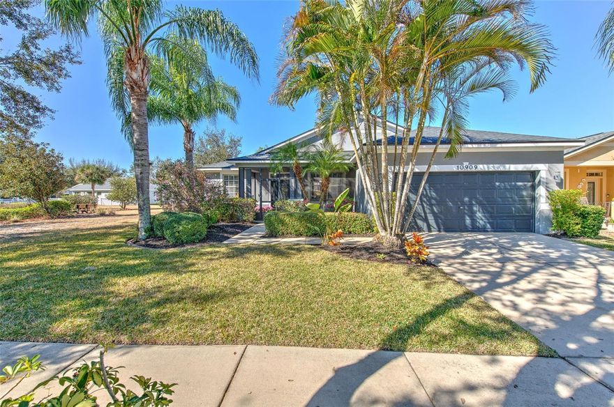 Welcome to this beautifully updated pool home, featuring a newer roof, AC, exterior and interior paint, bathrooms, bedroom floors, light fixtures, hardware, and more. Step outside to a true backyard oasis featuring a heated saltwater pool, newer hot tub, screened-in lanai with pavers, built-in speakers, full fencing, and thoughtful landscaping. This home is conveniently situated adjacent to a community green space, giving it the feel and privacy of an oversized lot without the added maintenance. You are greeted by a screened-in, covered front patio as you enter into the proper foyer leading into the formal dining room that can also double as an office or play room. The kitchen boasts white cabinets, granite countertops, and a sizable breakfast nook that seamlessly opens into the spacious living room. The primary suite and bathroom are privately positioned on one end of the home, while the secondary bedrooms and bathroom are tucked away on the other side of the split floor plan. The Rivercrest community is known for its resort-style amenities including a clubhouse, tennis and basketball courts, pools, and playgrounds, and offers close proximity to I-75, Publix, Chick-Fil-A, and all the shopping and dining Riverview has to offer.