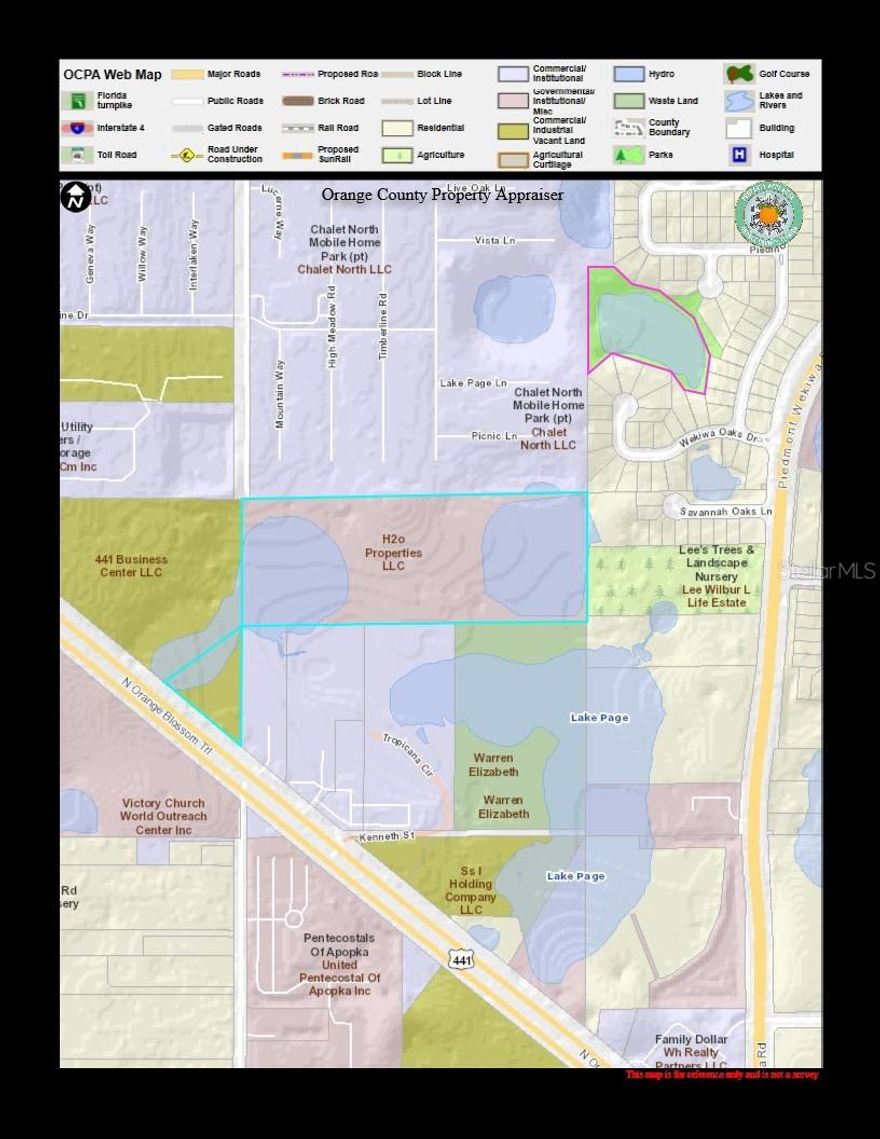 Great Lake front development opportunities with over
 1,000 feet of frontage on two lakes. Property is near
 Multi-family housing and adjacent to industrial and
 Chalet North Mobile home park.This property is
 currently zoned transitional in the City of Apopka.Sewer
 and water available nearby the property...