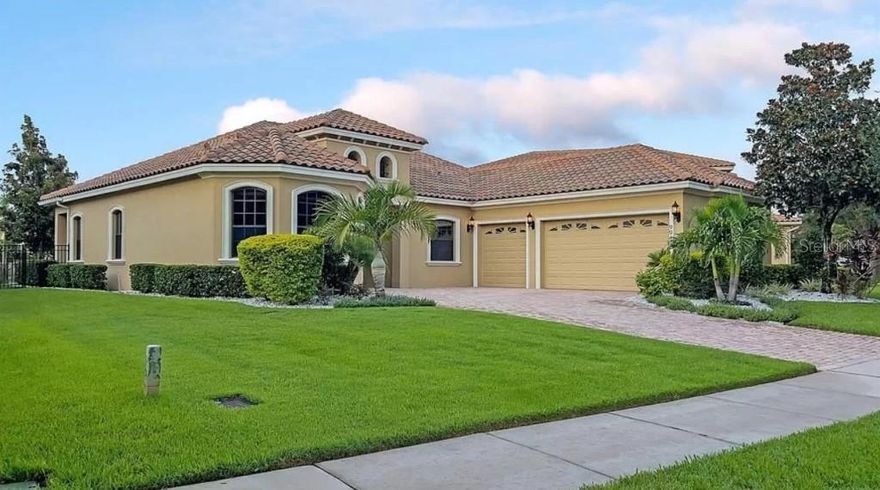 This stunning single story 4 bedroom, 3 bathroom, 2531 sq Foot home with high ceilings is thoughtfully designed to enjoy the indoor/outdoor living spaces. Located on one of Orlando's Top Golf Courses with extensive amenities in the exclusive and secure gated community of Eagle Creek; this luxurious home is filled with peace of mind and is ready to welcome its new owner. Everything is new from appliances to paint. A warm; open concept space with double islands boasting white quartz counter tops, a farmhouse sink, blue cabinetry with plenty of storage for your entire crew and custom made floating shelves with under lighting on a marble back splash as the focal point. This kitchen is a dinner party host's dream. Security installed in both the front and back of the home. Lights replaced with LED's on both the interior and exterior. New smoke and carbon monoxide detectors. New hardware, door handles, light fixtures, induction cook top, smart appliances and thermostats, beach sand flooring, curtain rods, outlet cover, bidets, 86' flat screen TV, closet fixtures, painted mailbox, trimmed greenery, and so much more. Both inside and out no detail was left untouched. Including the 42' space between the islands- Kitchen is Ada Compliant. Natural lighting in every room. 12 foot ceilings. Nature inspired earth tones. 3 car garage. 3 sets of French doors. 15 foot Waterfront Views. Gated backyard. Amenities that include: Golf, Pool, Tennis, Soccer, Basketball, Pickleball, Gym & More. Located in Medical City. With Top rated schools & colleges nearby. You're not just buying a home. You're buying a lifestyle. All you have to do is turn the key and move in!