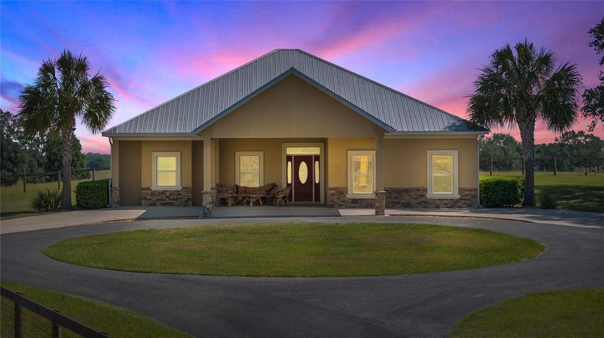 Breathtaking farm surround by absolutely stunning views! This 10-acre ranch is perfect for a cattle or horse farm. Located about 20 minutes from WEC and HITS, this gives you the feel of privacy and country living while being just minutes from everything. The 3-bedroom, 2-bath home has LVP floors throughout, hand hewn hickory base boards and Pella wood windows in the living room overlooking the gorgeous pool area. a BRAND NEW AC was installed in 2025 and the METAL ROOF was added 7 years ago and the GARAGE ROOF is only 2 years old. The kitchen has 2023 Dishwasher and Range and a 2025 Refrigerator that with hickory cabinets and granite counters for a beautiful, rich look. There is also a dedicated office and an oversized GATHERING AREA which is perfect for family gatherings. The pool area and lanai are truly perfect. Sit on the covered lanai and listen to the pool waterfalls while looking at the storybook views. Pool pump and filter are only 5 years old. And the jacuzzi stays with the home for those achy muscles after a day of riding and farming. The 53'x40', 3 bay garage is a CAR LOVER'S dream!! Plenty of room for farm equipment and even a car lift for the true gear heads. There is also an air-conditioned office and storage area in the garage. The no climb fence and nutrient rich soil is the perfect recipe for whatever you can dream up! Come experience this magnificent property!!