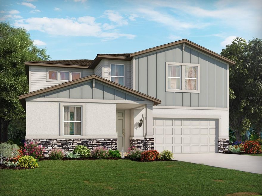 Brand new, energy-efficient home available NOW! Entertain guests in a Primrose with an open kitchen that overlooks the dining and great room. The first-floor flex space can be best used to fit your family's needs. The upstairs primary suite features an oversized walk-in closet. Now available, Two Rivers – Classic Series offers new single-family homes in the master-planned community of Two Rivers. Located in the tranquil setting of Zephyrhills, residents will enjoy access to the community’s resort-style amenities including a pool and clubhouse, pickleball, playground, dog parks and more. Convenient to SR 56, residents will enjoy easy access to plentiful shopping, dining, and employment centers.  Each of our homes is built with innovative, energy-efficient features designed to help you enjoy more savings, better health, real comfort and peace of mind.