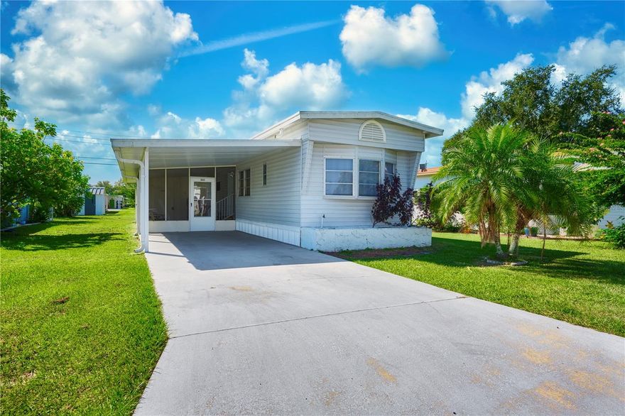 Your turnkey 55+ Florida lifestyle is calling! This fully furnished home at 3035 Mimosa Way, located right in the heart of Lakeland, FL, is priced for a quick sale and is truly move-in ready. When we say turnkey, we mean it—just bring your suitcase! Everything you see is included, from the comfortable furniture and TV right down to the convenient washer and dryer. This home is designed for easy living. You can unwind in the relaxing spa-style tub and will appreciate the practical features like a covered carport and a separate storage room. More than just a home, this is your ticket into Skyview Mobile Home Estates, a truly friendly 55+ community where neighbors look out for one another. The social life is fantastic, centered around a vibrant and active clubhouse. You'll find plenty to do, including shuffleboard, a billiard room for a friendly game, exciting bingo nights, and even on-site church services. The location in Lakeland is simply perfect. You are ideally situated in beautiful Polk County, conveniently between Tampa and Orlando, offering easy access to attractions while enjoying a budget-friendly lifestyle. Stop searching and start living.