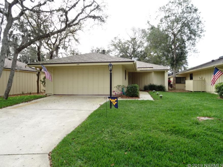 Direct golf front home on the first fairway the Red Course in Sugar Mill Country club Community.  Two bedroom/Two bath "B" Model home in the beautiful St. Andrews Area of Sugar Mill.  Home has an inside laundry room with spacious pantry and a full two car garage.  Well maintained home ready for immediate sale. ;Water: City