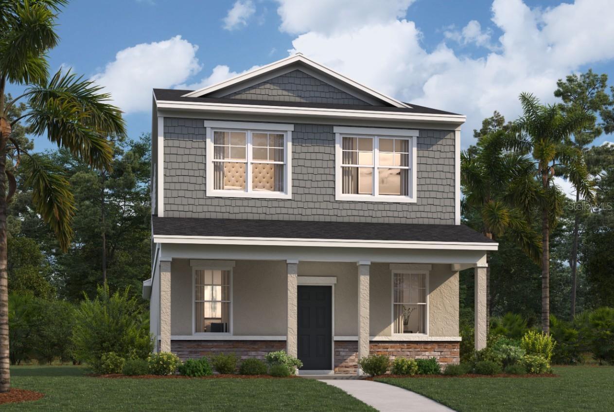 One or more photo(s) has been virtually staged. Under Construction. Discover the perfect location at Spring Walk at the Junction in Volusia County. Conveniently located just 5 miles from Seminole Town Center and within short distance of a future Publix shopping center, living at Spring Walk provides easy access to everyday amenities. The DeBary Sunrail Station is just 0.6 miles away, connecting you to a 61-mile commuter rail system from DeBary to Downtown Orlando, Kissimmee, and Poinciana. Quick access to major transportation routes like US 17, I-4, the Central Florida Greenway, the Wekiva Parkway, and SR 46 makes for effortless commuting. Sanford International Airport is just 15 miles away for frequent travelers. Spring Walk at the Junction not only offers convenience, but also a lifestyle. Walk to Gemini spring, bike trails, playgroup, dog park, spring to kayak, grills with pavilion, camping , all under shade in beautiful park. Homeowners will enjoy a 7-minute drive to the Central Florida Zoo and Botanical Gardens. Boat access to the St. John’s River just 3 miles away—perfect for fishing and boating enthusiasts. Experience the best of Florida living at Spring Walk at the Junction.
Stanley Martin presents the Newcomb, a new two-story single-family home design with a smart open-concept layout, a two-car rear garage, and energy-efficient features ideal for both entertaining and relaxing. On the first floor, enjoy a spacious kitchen with a walk-in pantry for extra storage, a dining area, a living room, and a powder room, plus a covered lanai. Upstairs, explore a primary suite with a walk-in closet, a bathroom with a double vanity, and a conveniently located laundry room to avoid carrying laundry. Enjoy a flex room with endless storage and entertaining opportunities, along with two additional bedrooms upstairs for family or guests. The Newcomb strikes a harmonious balance between low-maintenance living and the spaciousness of a single-family home.
