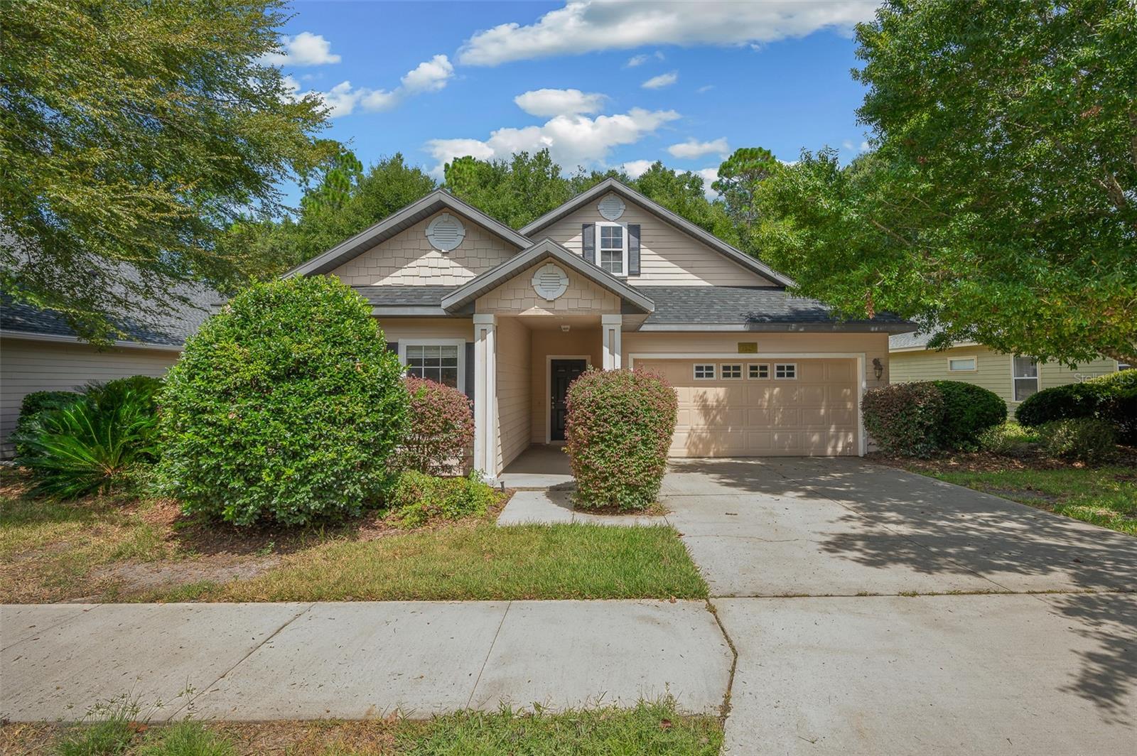 Contemporary Beauty in Longleaf community 3bedroom 2bath. Huge kitchen with big cabinets and lots of space, separate laundry room and pantry. Kitchen overlooks the huge family room. Great home for entertaining or family time. Luxury master suite with garden tub and walk-in closet. Split floor plan with two big bedrooms. Lots of windows,back screen porch faces the big private backyard. Brand New roof/quartz countertop/LVP floor through whole house ,newer appliance. Association maintains the front yard ,community clubhouse, 24 hour fitness center, beach entry pool with waterfall, tennis courts, basketball courts and playground.Close to shopping, great restaurants, Shands and UF.