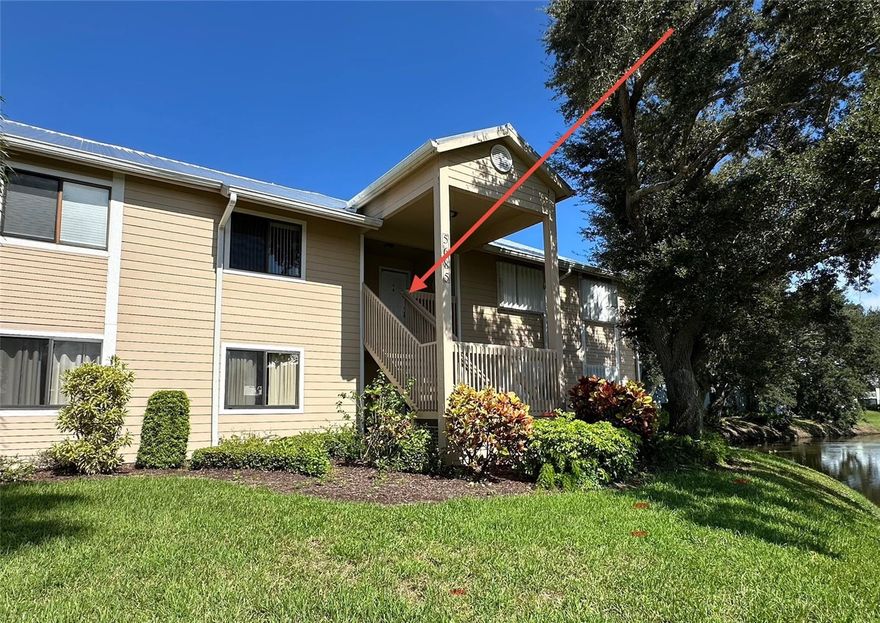 Welcome Home to Pelican Pointe in Sebastian, Florida!  This second floor, 2 bed/2 bathroom condo is steps from the river, docks and boat ramp with views of the golf course.  Beautifully maintained community with the mature trees, lush landscape and tranquil pond.  

The enclosed and screened deck is accessible from the living room or primary bedroom and overlooks the 4th green.  Not only is it an enjoyable area to relax but it is also functional with a storage closet.  Vaulted ceilings add character and provide a feeling of spaciousness.  The eat in kitchen overlooks the living room which is perfect for entertaining.  

Notable features include 2025 stackable washer and dryer, 2024 dishwasher and kitchen faucet, 2023 metal roof, 2023 AC, 2022 window blinds, 2021 water heater and garbage disposal. Also included are hurricane shutters for additional peace of mind.  All that's needed is your vision and personal touch.   

There is so much to love about this community! If you love golf, socializing at the clubhouse, taking a dip in the pool, fishing or watching the beautiful birds that are often found near the pond ... we invite you to schedule a showing today.