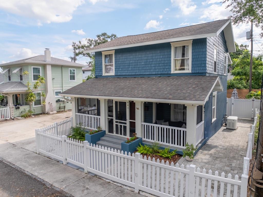 Discover this 1600 sq ft 3 bedroom, 3.5 bath two-story bungalow brimming with timeless charm and modern comforts in the heart of St. Petersburg’s desirable Uptown neighborhood. A welcoming screened front porch sets the tone for relaxed living, while inside you’ll find a sleek and functional kitchen with a gas range, stone countertops, and open flow to the gathering room—perfect for entertaining. The home offers flexible living with a downstairs bedroom featuring an ensuite bath, plus an upstairs guest bedroom with an ensuite. The spacious primary suite is a true retreat with a separate sitting room or office, barn door entry to a massive walk-in closet, and a spa-like ensuite
boasting a jetted soaking tub and separate shower. ADDITIONAL HIGHLIGHTS INCLUDE A WHOLE-HOUSE NATURAL GAS GENERATOR - NEVER LOSE POWER DURING A STORM, an inside laundry room (conveniently located upstairs), and abundant outdoor living with a privacy fence, open patio, and large storage building. All of this is tucked along a magical banyan tree–lined street, reminiscent of Key West charm, just moments from Crescent Lake, vibrant downtown, parks, dining, and the waterfront. This home beautifully blends character, comfort, and convenience in one of St. Pete’s most sought-after locations.