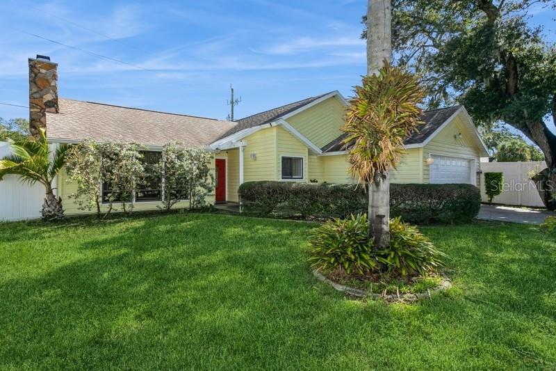 Spacious 3-Bedroom Home with Versatile Bonus Room and Den. Welcome Home to this charming 1,800+ square foot home, where comfort and practicality come together beautifully. NO HOA, NO CDD on just under a quarter acre! With three spacious bedrooms and two bathrooms—one of which is a convenient ensuite in the primary bedroom—this residence offers a cozy and functional living environment.
Step into the inviting living area which opens to vaulted ceilings, a cozy stone wood-burning fireplace, and an open floor plan that seamlessly connects the living and dining space. This creates a perfect setting for both everyday living and entertaining guests.
The heart of the home, the kitchen, with it’s sleek granite countertops, soft-close drawers, abundant storage and convenient breakfast bar is a perfect place to welcome the day. Adjacent to the kitchen is space for an eat in dinette as well.
Just off the dinette is a spacious den complete with stylish storage cabinets. Ceiling fans are thoughtfully installed throughout the bedrooms, den, and living room to keep the home cool and comfortable year-round.
One of the standout features of this property is the unfinished bonus room, accessible through french doors off the dining room. This flexible space can easily be transformed into a home office, a serene retreat, or a quiet area to unwind according to your needs and preferences.
Bring your pets as the home features a private backyard with a mix of vinyl and concrete fencing for both security and a pet safe space. The ample yard is perfect for family gatherings, playtime, and toy storage.
Additional highlights include a two-car attached garage with workbench and plenty of storage options, ensuring you have all the room you need for tools, hobbies, and more.
Conveniently located, this home provides easy quick driving access to beautiful beaches, shopping centers, parks, and walking paths. With a little tender loving care, you can transform this inviting space into your dream home. Come see it today!