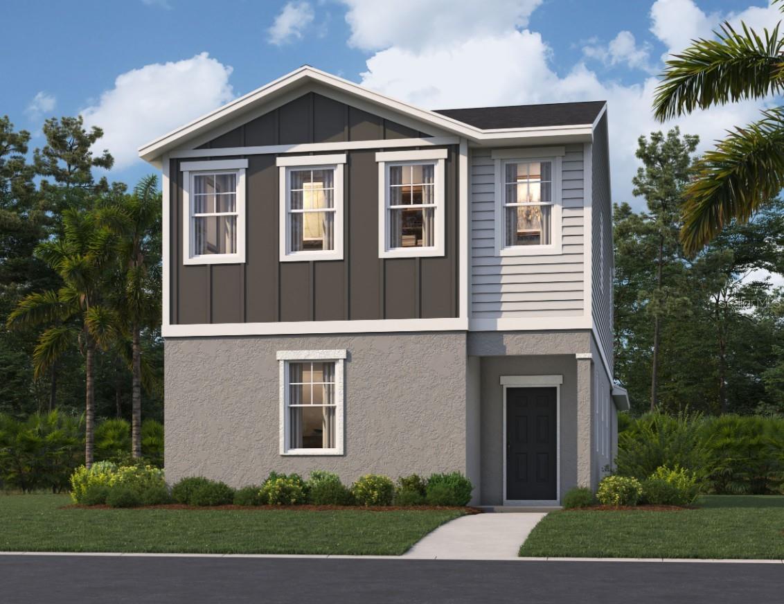 One or more photo(s) has been virtually staged. Discover the perfect location at Spring Walk at the Junction in Volusia County. Conveniently located just 5 miles from Seminole Town Center and a short distance of a future Publix shopping center, living at Spring Walk provides easy access to everyday amenities. The DeBary Sunrail Station is just 0.6 miles away, connecting you to a 61-mile commuter rail system from DeBary to Downtown Orlando, Kissimmee, and Poinciana. Quick access to major transportation routes like US 17, I-4, the Central Florida Greenway, the Wekiva Parkway, and SR 46 makes for effortless commuting. Sanford International Airport is just 15 miles away for frequent travelers. Spring Walk at the Junction not only offers convenience, but also a lifestyle. Located next to Gemini Springs Park & Trailhead, it is perfect for outdoor adventurers with endless opportunities for exploration. Owners will enjoy a 7-minute drive to the Central Florida Zoo and Botanical Gardens. Outdoor enthusiasts can explore the St. Johns River, Lake Konomac Conservation Area, and Lake Monroe Wildlife Management Area for a variety of activities. Experience the best of Florida living at Spring Walk at the Junction.
Stanley Martin presents the Overton, a brand-new split-level single-family home design with a smart open-concept layout, a two-car rear garage, and energy-efficient features ideal for both entertaining and relaxing. The first floor features a spacious kitchen with a walk-in pantry for extra storage, a dining area, a living room, and a powder room, complemented by a covered lanai. Before heading upstairs, you'll find the first guest bedroom on this level. Upstairs, discover a primary suite with a walk-in closet and a bathroom with a double vanity. Additionally, a conveniently located laundry room awaits to save you the hassle of carrying laundry. Enjoy a flex room, along with two additional bedrooms upstairs for extended family or guests. The Overton achieves a perfect harmony between low-maintenance living and the spaciousness of a split-level single-family home.