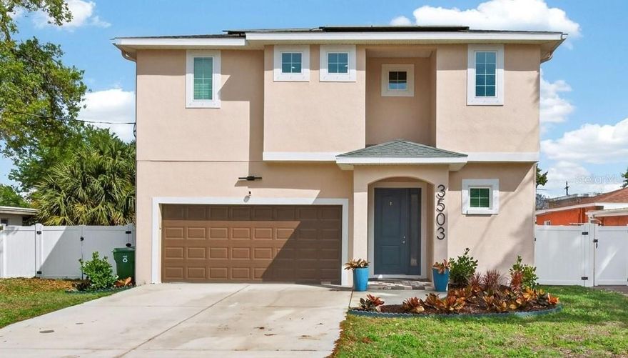 SOUTH TAMPA LIVING AT IT'S FINEST!! Looking for a 5-BEDROOM HOME WITH A BRAND NEW POOL AND SPA in the heart of South Tampa? Enjoy a FULLY OWNED SOLAR SYSTEM THAT POWERS THE ENTIRE HOME AND POOL, DELIVERING LONG TERM UTILITY SAVINGS, WITH AN ELECRIC BILL AVERAGING JUST $16/ MONTH. This is your chance to have it all. THIS HOME IS NOT IN A FLOOD ZONE FLLOD INSURANCE IS NOT REQUIRED. Built in 2018 and impeccably maintained, this spacious two-story home offers 5 bedrooms and 3 full baths. The flexible den/fifth bedroom is located on the first floor next to a full bath, making it ideal for a home office, or private in-law suite. Located just blocks from Bayshore Boulevard, MacDill AFB, SOHO, and Westshore—with easy access to shopping, dining, entertainment, sporting events, and only 30 minutes from the Gulf Beaches—this location is truly unbeatable. Step inside to a stunning open-concept floorplan featuring rich wood flooring throughout the main level and a wrought iron staircase that adds elegance and character. The gourmet kitchen is designed for the cooking enthusiast, showcasing granite countertops, modern cabinetry with crown molding, a stylish backsplash, and plenty of storage. Upstairs, the luxurious primary suite features a tray ceiling and an oversized 11x11 en-suite bath with double vanity, shaker-style cabinetry, and a separate walk-in shower. The fenced backyard oasis boasts a brand-new heated and chilled in-ground pool and spa, perfect for year-round enjoyment. Relax under the covered patio while watching the game or entertaining family and friends. And best of all, the rooftop solar system will be paid off at closing, offering energy efficiency and peace of mind for years to come. EXTERIOR PAINTED IN 2026. Don’t miss this rare opportunity to own a move-in ready, energy efficient home with every modern upgrade in one of Tampa’s most sought-after neighborhoods! This desirable South Tampa address will allow you to be at Tampa International Airport in 20 minutes and Downtown Tampa in just 12 mins. Call today for your private showing!!