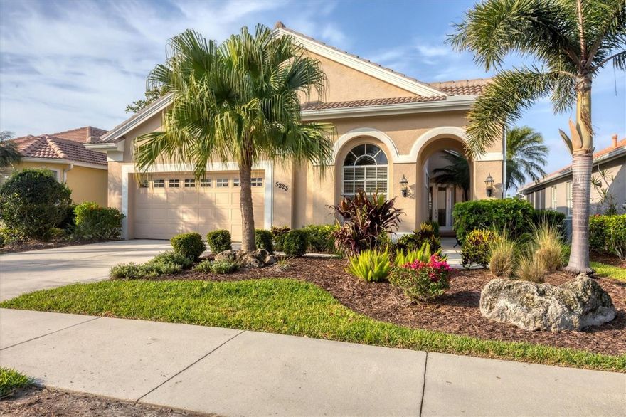 Panoramic Water & Golf Views await you in this wonderful 2,011 SQFT 3 Bedroom, Pool home nestled within the amenity rich community of HERON CREEK GOLF & CLUB.*No CDD FEES * LOW HOA Dues*Flood Zone X **(flood insurance not required by lenders) Premium homesite with super location just a quick cart ride or walk to the Clubhouse and easy access to the main gate. With a NEW BARREL TILE ROOF (2024), Arched Window & Open Portico this home embodies a quintessential Spanish Mediterranean design. No Cookie Cutter home here In fact, she has a unique style all her own. Colorful, tropical landscaping and native palms adorn the front yard and line the arched entry walkway. There is a delightful open porch at the front of the house where you can enjoy a cup of coffee “alfresco” and watch the sun rise.This ONE-OWNER Nohl Crest 3 bedroom 2 bath residence was designed with both comfort and privacy in mind. The rarely available Augusta model boasts over 2000 square feet under air and is well suited for easy living and entertaining alike. Upon entering through double glass doors, you will be captivated by the sweeping water & golf views. The thoughtful design of this home maximizes those views with cascading glass doors from all the  living areas, and Master bedroom and this leaves the entire home awash in natural light. The Augusta floor plan features a foyer entry, a casual living and dining area ideal for entertaining family & friends, At the heart of the home is the open concept kitchen & family room, seamlessly connecting indoor & outdoor living. The kitchen has a breakfast bar, granite countertops w/ mosaic tile backsplash, closet pantry, maple cabinetry, stainless appliances , NATURAL GAS RANGE & a sun-filled dinette. The split floor plan is perfect for those who value their personal space a & offers privacy for both owners and guests. There are 2 guest bedrooms & a shared bath at the front of the home. Bed 3 has a large arched window with amazing light which makes a perfect home office or perhaps your own Jewelry Design/Art studio?? (as seen here). The main bedroom boasts lovely views and has sliding glass door to access the pool & lanai, an en-suite bath w/a garden tub, and 2 walk-in closets. The home envelopes the fabulous pool/ lanai which is like your own personal oasis. The CLEAR-VIEW cage provides an unobstructed view of the long lake and lush fairway of #1 of the Marsh course. In the evening this is the perfect place to wind down, watch mother nature paint the sky and marvel at the pageantry of all the native birds and wildlife. This well loved home has a soothing relaxed energy about her. Life is short so don’t let the sun set on your dreams of owning your piece of paradise. This home can be offered furnished if you would like a move in ready opportunity. Heron Creek Golf & CC offers a spectacular clubhouse, an amazing array of social activities, 27-hole Authur Hills championship golf course & practice facility, Tennis, fitness center & resort style pool. Required membership starting as low as 268/month. HOA fees INC: All ground maintenance, irrigation, Cable, High Speed Internet & guarded gate entry! Hurry "Nothing Compares" the only thing this home is missing is you! Heron Creek is centrally located w/ easy access to I-75, only 3 miles to the new 450 Million state of the art SMH Hospital coming to Sumter and 1-75, COSTCO,  trendy Wellen Park, the Braves stadium , gulf beaches  & local airports .