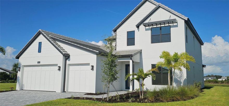 Welcome to luxury living in the highly sought-after Palma Sola model within Monterey at Lakewood Ranch by Toll Brothers. This stunning two-story residence offers over 3,400 square feet of beautifully designed living space, featuring 4 bedrooms, 3.5 bathrooms, and a versatile floor plan ideal for both relaxation and entertaining.
Step inside to find luxury engineered hardwood flooring throughout the main level, creating a warm and elegant ambiance. The first-floor primary suite is a true retreat, offering a spacious layout, and ample closet space. A dedicated sunlit office at the front of the home is perfect for remote work or quiet reading.
At the heart of the home is a modern chef’s kitchen, equipped with premium stainless steel appliances, sleek cabinetry, and a large island that opens to the dining and great room. Upstairs, an oversized loft provides additional flexible living space—ideal for a media room, play area, or second home office. Generously sized secondary bedrooms offer comfort and privacy for family or guests.
Step outside to a covered lanai complete with a well appointed outdoor kitchen, perfect for year-round Florida entertaining. The irrigation system keeps the beautifully landscaped yard lush and green all year.
Located in a gated community, this home combines security with the alarm system, sophistication, and convenience, just minutes from top-rated schools, shopping, dining, I75, and all that Lakewood Ranch and Sarasota have to offer.