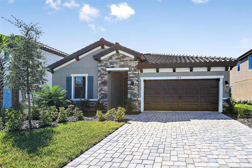 For a limited time, Homes by WestBay is offering $31,000 towards buyer’s closing costs, pre-paids, rate buydowns, or off the price of this home. Promotion amount is specific to this home only.
This Sandpiper Quick Move-In home is READY NOW! This home features our "Coastal Wht." Design Collection interior: Sonoma Linen cabinets, Calacatta Novello Quartz counter-tops, Floorte Pride Plus Accent Riverside LVP flooring, and more. The Sandpiper floorplan offers stylish, open plan living, abundant natural light and a covered lanai to extend the living areas outside. The gracious foyer gives access to the spacious first bedroom and den in the front of the home. Further, the foyer opens to the heart of the home with its island kitchen overlooking the semi-formal dining and grand room. Secluded off the grand room is the luxurious owner’s retreat with oversized double walk-in closets. The exceptional layout of the owner's bath comes with a large walk-in shower. Completing the Sandpiper is a private, generously-sized third bedroom, ideal for a guest room or home office.

Discover Crosswind Ranch, residents will enjoy a community pool and cabana, pocket parks, and scenic water and conservation views throughout.
Images shown are for illustrative purposes only and may differ from actual home. Completion date subject to change.