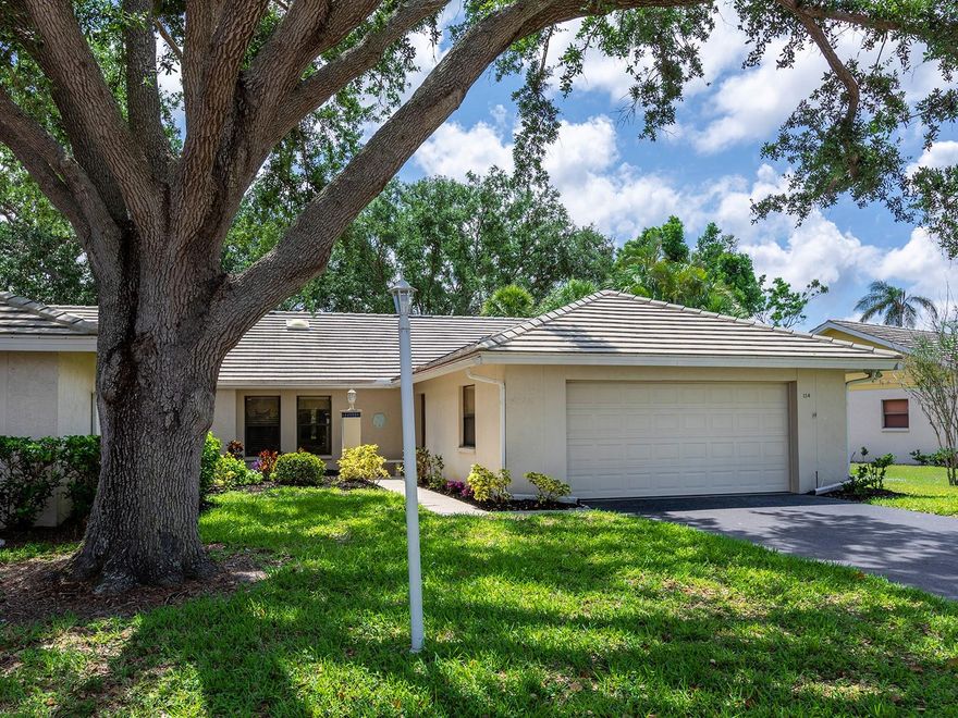 Nestled in a peaceful and inviting cul-de-sac, this beautifully maintained three-bedroom, two-bath home offers the perfect combination of privacy and comfort. Surrounded by mature trees and meticulously manicured landscaping, it creates a serene retreat you’ll be proud to call home. Step inside to discover soaring vaulted ceilings and a bright, open floor plan that enhances the spacious, welcoming atmosphere. The kitchen is both elegant and functional, featuring crisp white cabinetry, granite countertops, stainless steel appliances, and a brand-new refrigerator. Sleek tile flooring runs throughout the home, offering durability and a clean, modern look. The updated primary bathroom includes dual sinks and a tiled walk-in shower, adding a touch of everyday luxury. Enjoy the ease of low-maintenance living with an HOA that covers cable TV, lawn care, pest control, landscaping, roof and exterior insurance, and irrigation, giving you more time to savor everything Florida has to offer. As a resident of Myrtle Trace, you’ll have access to exceptional community amenities, including a clubhouse with a year-round heated pool, a gas barbecue area perfect for gatherings, and an inviting indoor lounge and reading room. The clubhouse can also be reserved for private events, offering extra space to host friends and family. Additionally, residents have the option to join the private Plantation Club, the social hub of the community. The Plantation Club hosts weekly events and activities, providing opportunities to connect with neighbors. Whether you enjoy a private relaxing lifestyle or attending social gatherings, this home offers an ideal balance of comfort, community, and convenience.