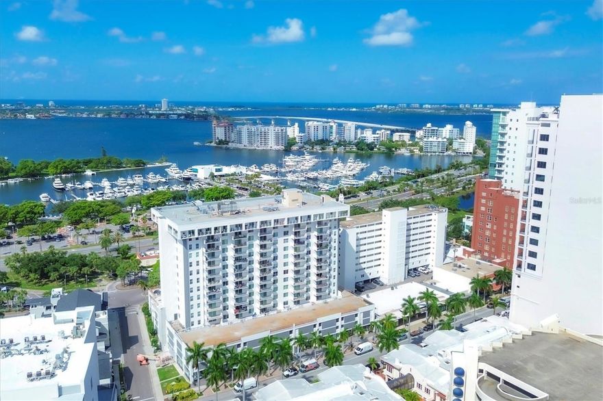 Live the Luxury Lifestyle Without the Million-Dollar Price Tag! Step into this beautifully updated downtown Sarasota residence, where comfort meets value. Enjoy all the perks of nearby high-end condos at a fraction of the cost! This stunning unit features hurricane-impact windows and sliders, upgraded electrical and plumbing, an updated kitchen, and an open-concept layout. The tile flooring throughout and in-unit washer/dryer add both style and convenience. What truly sets this home apart? A rare, oversized private terrace (7.5’ x 32’)! Whether you're craving an urban garden retreat, an alfresco dining haven, or a stylish space for entertaining, this outdoor oasis delivers. Prime Downtown Sarasota Location: Nestled in the coveted Palm Ave/Gulfstream district, this home places you in the center of everything. Stroll to Sarasota Bay, Bayfront Park, a marina with a tiki bar, Marina Jack’s restaurants, theaters, art galleries, fine dining, the farmers market, and Whole Foods—all just steps away. Unparalleled Amenities & Views: Positioned on the exclusive amenities level, this city-view residence allows you to indulge in breathtaking Sarasota Bay sunsets from your doorstep. Enjoy direct access to the heated pool, club room, BBQ area, and state-of-the-art fitness/yoga rooms. A Secure Investment in a Premier Building: The 101 Condominium (formerly Dolphin Towers) has undergone extensive structural upgrades and major exterior renovation, ensuring it remains one of Sarasota’s finest residences from its era. Plus, the building has successfully passed its Milestone inspections, providing peace of mind for years to come. Don’t miss this exceptional opportunity to own a slice of Sarasota’s vibrant downtown lifestyle. Schedule your private showing today!