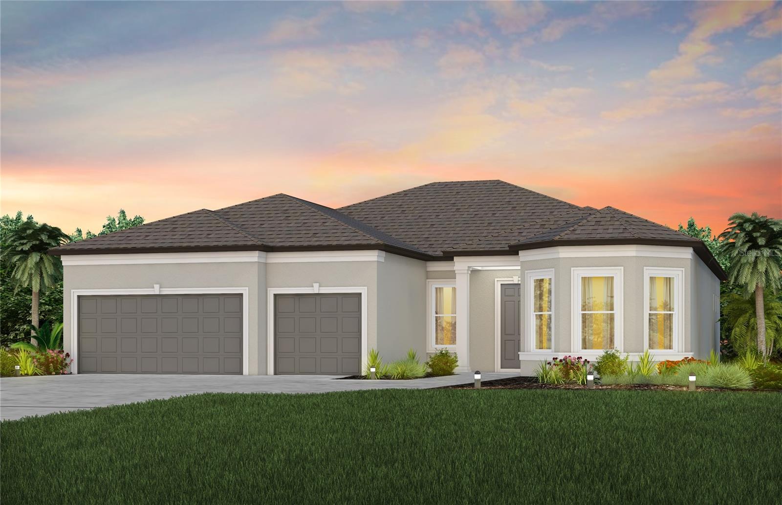Under Construction. Enjoy all the benefits of a new construction home in the serene setting of Ocala, FL's horse country, with an age-restricted, fully amenitized lifestyle at Del Webb Stone Creek. This is the active adult community you've been looking for, with amenities that include an 18-hole championship golf course, a full restaurant and bar, indoor and outdoor pools, sports courts, and so much more. Our sprawling amenities, clubs, and classes will fill your retirement days with activities to make new friends and memories.
Featuring the open-concept Stellar floor plan, this home has all the space and upgraded finishes you've been looking for. The designer gourmet kitchen showcases a large center island with a large single bowl sink, stylish white cabinets, 3cm quartz countertops with 3”x12” tiled backsplash, a large pantry, and Whirlpool stainless steel appliances including a dishwasher, built-in oven and microwave, and stovetop with range hood.
The bathrooms have matching cabinets and quartz countertops and there is a walk-in shower with niche and dual sinks in the Owner's bath. There is luxury vinyl plank flooring in the main living areas and flex room, 12”x24” tile flooring in the bathrooms, laundry room and stain resistant carpet in the bedrooms.
Additional upgrades include pocket sliding glass doors at the gathering room, an upgraded laundry room with built-in cabinets, a 2-car garage with 4’ extension, tray ceiling at gathering room, dropped tray ceiling in owner’s suite and flex room, screened lanai, LED downlights and floor outlet in the gathering room, upgraded brushed nickel lighting and hardware throughout and a Smart Home technology package with video doorbell.
Call or visit today and ask about our limited-time incentives and special financing offers!