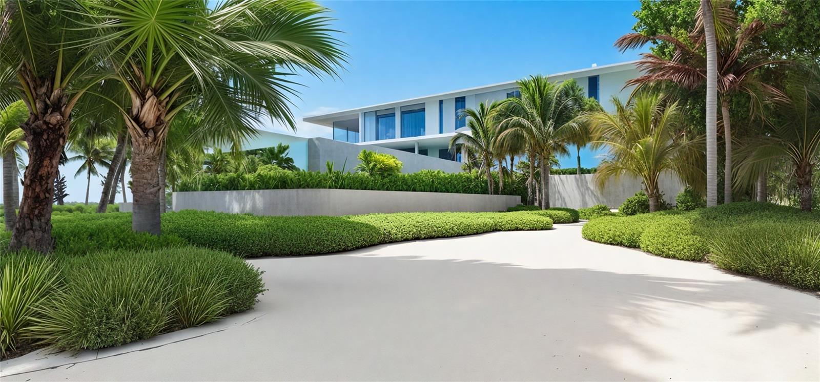 Photos 1–3 showcase preliminary renderings of a proposed architectural concept for this exceptional property. Envisioned as a modern coastal retreat, the design celebrates the relaxed luxury of mid-century architecture while maximizing the natural beauty of its surroundings. This residence is a modern coastal retreat set on over an acre and blends luxury with the charm of mid-century design. Enjoy the property just as it is or explore the endless possibilities for building your dream home or compound to take advantage of endless water and sunsets views. This residence greets you with an expansive circular shell stone driveway, offering a grand approach to the home. Upon arrival, you’re welcomed into an open entryway that flows into the main living areas. The living room offers a relaxed setting with terrazzo floors, built-in shelving, a large picture window, and a cozy fireplace framed by shiplap accent walls. Tri-fold glass doors open to a bright Florida room, also with terrazzo floors, creating seamless indoor-outdoor living. A distinctive concrete wall separates the space from the dining area with built-in bar seating. The kitchen features custom soft-close cabinetry, quartzite countertops, and Bosch appliances—including a gas cooktop, oven, refrigerator, and dishwasher—framed by large windows with peaceful lagoon views. Outside, enjoy a shell-crete pool deck with ample room for lounging and dining. A heated pool, shuffleboard court, and firepit seating area complete the inviting outdoor space. Upstairs, a flexible bonus room includes built-in closets, water-view windows, and a full bath with a tub/shower, vanity, and stylish tile. Step out to the rooftop deck with panoramic views of the pool, grounds, and Heron Lagoon. The primary suite offers high beamed ceilings, shell-crete floors, sliding glass doors to a private lagoon-view deck, and an en-suite bath with a floating dual-sink vanity, glass walk-in shower, private water closet, and linen closet. A custom walk-in closet with built-ins and soft-close drawers completes the suite. Two guest bedrooms, a full guest bath, a butler’s pantry, spacious laundry room, and half bath round out the main level. Despite being impacted by the 2024 hurricanes, the house and property have recovered quickly. The Sanderling Club has released renderings that envision a new era for its historic clubhouse and private waterfront setting. The Miami-based architectural firm STRANG has designed a new residence for the expansive site. The elevated design highlights the opportunity for tremendous Gulf views. The property’s unique setting amidst Heron Lagoon and the Gulf of Mexico allows for stunning vistas of sunrises and sunsets. This property is one of the largest lots on Heron Lagoon in Sanderling – prime for redevelopment as it would offer amazing views and is large enough to accommodate a significant home/compound. The property is located minutes from Siesta Key’s crystal quartz sand beaches and Siesta Village for shopping and restaurants. Culturally rich downtown Sarasota restaurants, theater, ballet, opera, museums, galleries, and shopping are a short drive away.