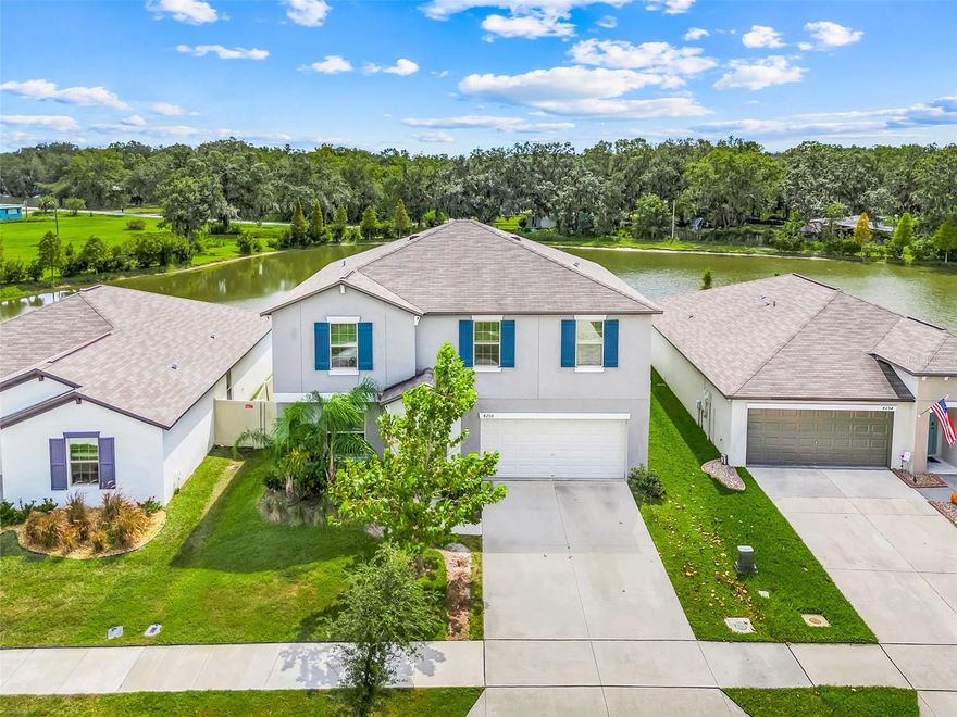 Don't miss out on this incredible opportunity! This beautifully priced 4-bedroom, 2.5-bathroom home with a bonus room and loft is ready to sell.  Located just minutes from shopping at Lakeside Village and Publix on County Line Rd., with easy access to I-4, the Polk Parkway, and Hwy. 60, this home offers both convenience and charm.  The WATER VIEWS right as you enter are absolutely incredible. This view makes for the perfect backdrop to entertain guests or just enjoy quiet mornings or evenings. You can enjoy this view from the living room, kitchen, dinette, primary bedroom, and even right outside on the newly installed paver patio! There is so much natural lighting in this home and it feels very open, which adds to its charm by ensuring you feel comfortable in your home and that your guests always feel welcomed. The Riverstone community boasts an abundance of amenities that include playgrounds, scenic walking trails around lakes and ponds, a clubhouse, dog park, and TWO sparkling pools. This beautiful house is waiting for you to make wonderful new memories here. Schedule a tour today to make this house your HOME!