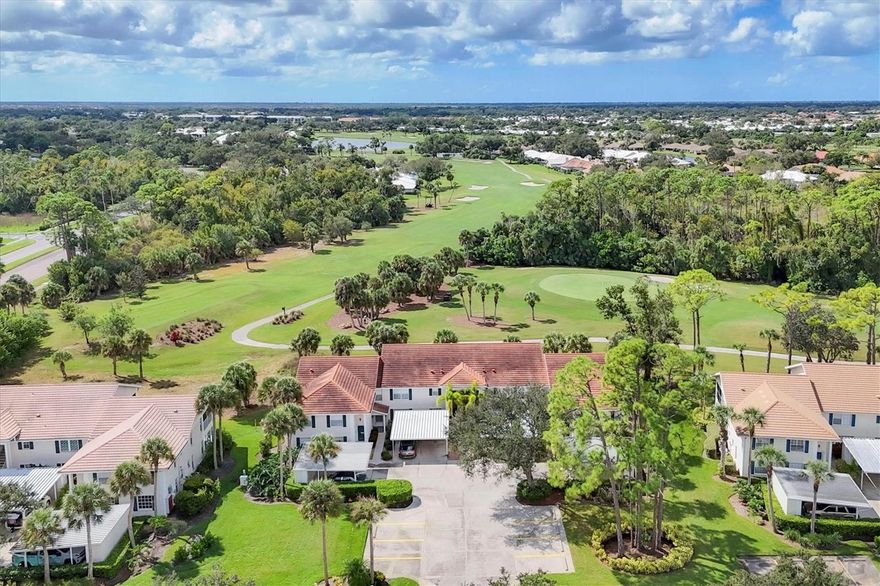 REDUCED.  Air conditioning, roof and water heater all replaced within last 5 years! Light, bright and well-maintained Plantation jewel in Venice is move-in ready. Offers 3 bedrooms, 2 full baths, plantation shutters throughout, and end-unit privacy with stunning golf views of the Bobcat Course from the screened lanai balcony. Located in the highly-desired St. Andrews Park at the Plantation Golf and Country Club, new owners will appreciate the updated kitchen, elevated ceilings, laundry closet with cabinets, guest parking and carport with locked storage area.  With no CCD fees, this well-established community welcomes both golf carts and golfers who may wish to optionally join the Plantation Golf and Country Club. All residents enjoy low-cost utilities through association fees that cover water/sewer, cable, trash, gardening and exterior maintenance--and a location that is just minutes from Venice's stunning beaches, plentiful dining options, shopping, historic downtown activities and lively theater performances. Assessment for repainting exterior of building will be paid by seller.