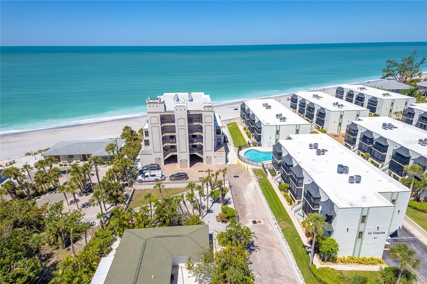 Vast sweeping views are yours to enjoy from this stunning luxury penthouse.  Situated on Manasota Key, on the beach with the world renowned turquoise waters of the Gulf of Mexico. Upon entry, the ocean is the first thing you see. Expansive open floor plan complete with a gourmet kitchen with a large island...perfect for entertaining family and friends. The grand master suite has 2 private balconies overlooking the pristine beach. All the spa-like amenities in the master bath provide relaxation at days end. The 3 additional bedrooms each have their own private bath and roomy walk-in closets. This residence comes complete with a guest apartment showcasing Gulf views and features a full kitchen, separate laundry closet, and a master suite with en-suite bath and walk-in closet, plus another half-bath, all which can be accessed by it’s own entry and is separated from the main living areas. Investment options should you choose! This building only accommodates 6 units, and provides 2 dedicated parking spots. Multiple beaches to choose from on Manasota Key, multiple restaurants, live entertainment, with 2 golf courses within minutes. Also minutes away from Englewood's historic Dearborn Avenue, full of boutiques, coffee shops, cafes, and farmers market. A rare find, this penthouse offers you the grandest views and the largest footprint on the Key. For your personal viewing, call for an appointment today. Sellers will consider all reasonable offers.