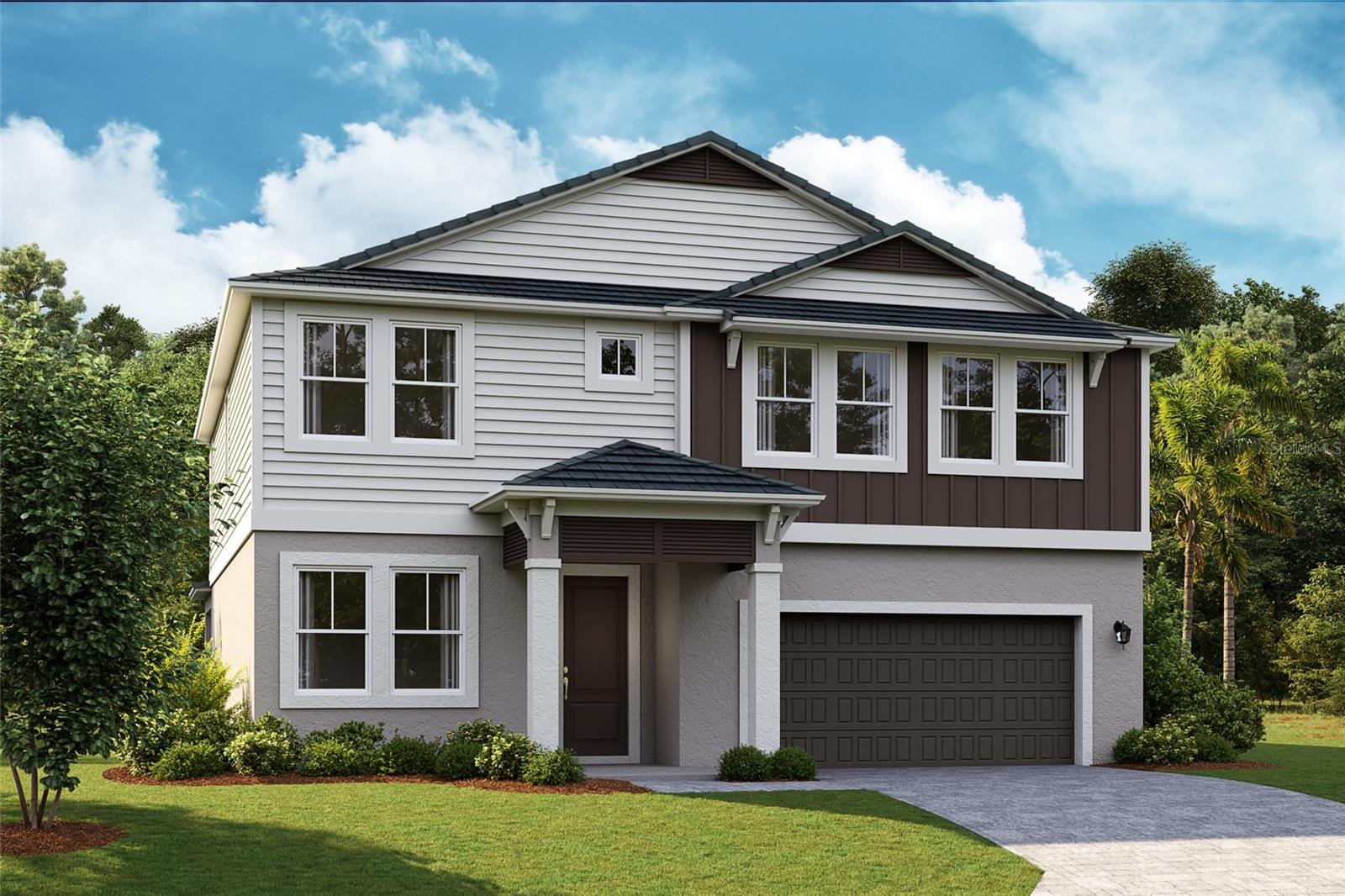 Under Construction. Welcome to the Lido, an expansive two-story home with 5 bedrooms, 3 bathrooms, and a tandem 3-car garage. The impressive design begins with a bold elevation and professionally designed landscaping that elevates the curb appeal. Step into the foyer and easily access a flex room, perfect for a home office or gym. The extended foyer opens to the designer kitchen, featuring 42” upper cabinets, stunning quartz countertops and new stainless-steel appliances, all overlooking the spacious main living area with luxury vinyl plank flooring. Easily transition to the outdoors through the sliding glass doors and enjoy meals or unwinding on the lanai. Rounding out the first floor is a private bedroom and bathroom, ideal for guests. Upstairs, retreat to the thoughtfully designed owner’s suite, complete with double vanity, a freestanding tub, a semi-frameless walk-in shower with floor to ceiling tile, and an oversized walk-in closet. The second floor also houses three additional bedrooms, a full bathroom, a convenient laundry room, and a versatile recreation space. You’ll find the ultimate blend of luxury and functionality in the Lido.
Find the perfect balance of serene landscapes and modern amenities at Mirada. Homeowners at Mirada enjoy the beach lifestyle in Pasco County with a 15-acre man-made lagoon for swimming, kayaking, paddle boarding, and relaxing. Golf cart paths and spacious sidewalks invite residents to explore opportunities for outdoor recreation, including parks, playgrounds, and nature trails. Stay close to what’s important at Mirada, ideally located 30 minutes from Downtown Tampa and just minutes from Publix. From high-speed action—including super-fast ULTRAFi Wifi--to leisurely strolling or floating, at Mirada you can live life to the fullest.
Images shown are for illustrative purposes only and may differ from actual home. Completion date subject to change.
