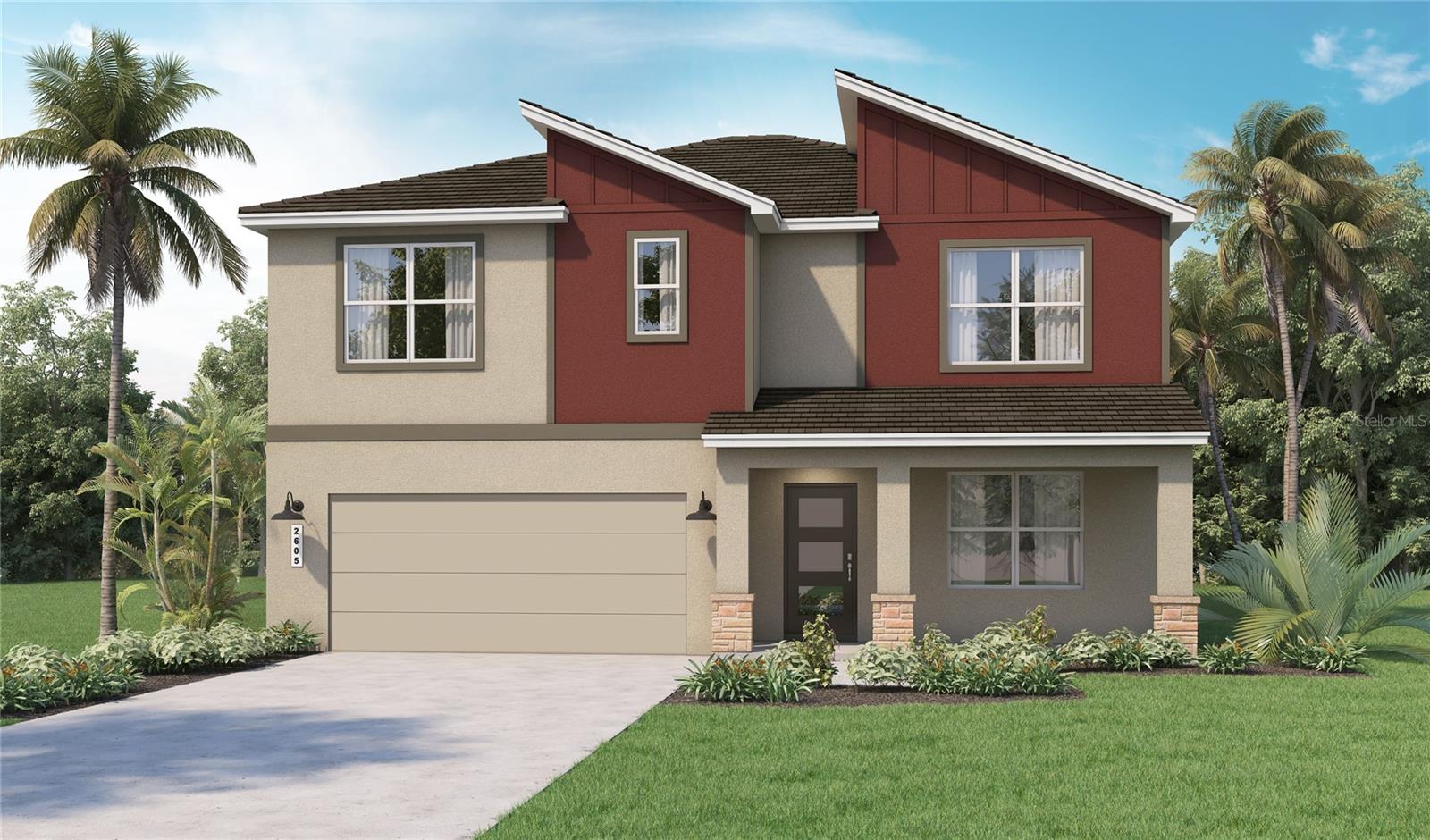 Under Construction. Explore the Hayden floorplan in Buena Lago, offering 5 bedrooms, 3 bathrooms, 2,601 sq ft, and a 2-car garage. Features include quartz counters, luxury vinyl plank flooring, a flex room, modern kitchen, first-floor bedroom, second-floor primary bedroom with en suite, smart home technology, and more. Contact for details.
*Photos are of similar model but not that of exact house. Pictures, photographs, colors, features, and sizes are for illustration purposes only and will vary from the homes as built. Home and community information including pricing, included features, terms, availability and amenities are subject to change and prior sale at any time without notice or obligation. Please note that no representations or warranties are made regarding school districts or school assignments; you should conduct your own investigation regarding current and future schools and school boundaries.*
