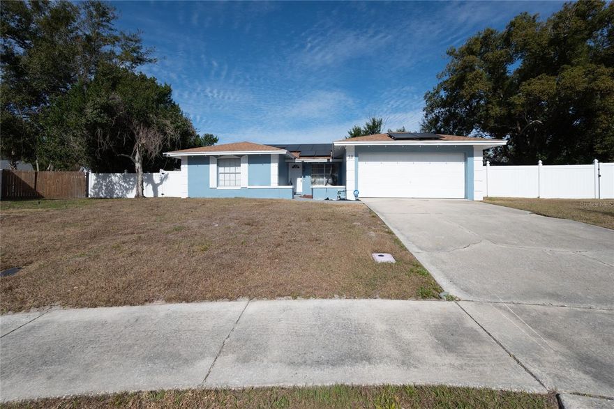 Stop looking!..> This 3-bed, 2-bath, 2 car Garage Included an (enclosed Workshop-Storage); quiet cul-de-sac Home Without HOA is Located in The Heart of Casselberry FL; This Beautiful Home has every major update you could want. From the fully paid-off solar panels to the 2021 roof and brand-new HVAC, Duct, Insulation, Electrical- Updated Electrical Box, New Soffits, water heather, all the "big ticket" items are done for you!.The primary suite serves as a private retreat with a walk-in closet featuring built-in shelving. The ensuite bath boasts a chic vanity and a stunning shower with seamless glass doors. Two additional spacious bedrooms share a beautifully updated hall bathroom. The fully remodeled kitchen is a chef’s dream, featuring gray cabinetry, butcher block countertops, a farmhouse sink, white subway tile backsplash, and stainless-steel appliances. The oversized, Fenced backyard with 0.33 Acres is a blank canvas for your dream lifestyle. Whether you imagine a pool, a lanai, or a fire-pit area, there is plenty of room to grow. This Home is located at walking distance from Casselberry Elementary School, South Seminole Academy, Crystal Bowl Park, easy access to major route, Hospital, restaurants, banks. A Must See !!