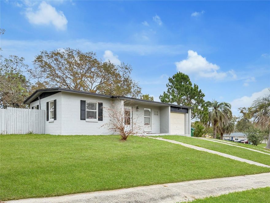 This charming and well-maintained home offers comfortable living with numerous recent upgrades and a spacious homesite. Featuring 3 bedrooms plus a versatile bonus room, the property provides flexible living space ideal for a home office, playroom, guest room, or additional living area.

The home includes one full bathroom and an oversized one-car attached garage complete with a built-in workstation, making it perfect for storage, hobbies, or projects. Additional exterior storage is available in the 10' x 12' storage shed, providing convenient space for tools and equipment.

Recent improvements enhance both efficiency and peace of mind, including new energy-efficient windows, upgraded attic insulation, a new electrical panel with upgraded service, and a new water heater. The kitchen has also been updated with new cabinetry, new countertops, and stainless-steel appliances, creating a bright and functional cooking space.

The home features central HVAC and abundant natural light throughout, giving the interior a welcoming light and bright atmosphere.

Situated on a large homesite with a fully fenced backyard, the property offers ample outdoor space for entertaining, pets, gardening, or future improvements. The home is also high and dry and not located within a flood zone, providing additional confidence for homeowners.

Conveniently located with easy access to Interstate 4, this property offers excellent connectivity to major employment centers, shopping, dining, and all that Central Florida has to offer.

A wonderful opportunity to own a move-in ready home with upgrades, space, and a highly convenient location.