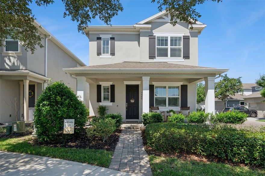 **Video Tour Available** Welcome to Overlook at Hamlin, where an active, vibrant lifestyle is built right into your everyday routine. Just minutes from restaurants and entertainment including PopStroke, Ford’s Garage, Agave Bandido, Cinepolis and world-famous theme parks, this home places you at the center of it all while offering peaceful views of Lake Hancock from its inviting front porch—perfect for morning coffee or winding down after a full day.  Inside, the layout is designed to keep up with your pace. A bright, private office with French doors makes working from home or managing your schedule effortless. The open-concept family room flows seamlessly into the eat-in kitchen, creating a natural hub for gathering and staying connected. With granite countertops, stainless steel appliances, a gas range, a walk-in pantry and a spacious island, this kitchen is ready for everything from quick breakfasts to hosting friends.  Outside you’ll find a generous screened patio—ideal for relaxing, stretching, or enjoying Florida’s year-round sunshine.  There’s even a removable fence to create a separate play space!  The detached garage has a covered walkway to the main house, so there are no worries about carrying groceries in during one of our famous Florida rain showers.  The garage apartment adds incredible flexibility, featuring a kitchenette, full bath, and large closet—perfect for guests, a home studio, or a private fitness or wellness space.  In the main house, you’ll find a versatile loft that can easily transform into a home gym, yoga studio, or creative retreat. The primary suite offers a calming escape with a tray ceiling, spa-like bathroom with a frameless tiled shower, and a walk-in closet.  A 2nd upstairs bedroom and full bath provide comfortable accommodations for family or guests.  Thoughtful upgrades like plantation shutters, ceiling fans, fire sprinklers in the home to help keep insurance rates low and durable large plank tile flooring enhance both style and functionality, while the upstairs laundry room and downstairs half bath add everyday convenience.  Best of all, the HOA takes care of lawn maintenance—freeing up your time to enjoy the community’s exceptional amenities, including a beautiful pool, fitness center, and fishing pier. Cap off your evenings with breathtaking rocket launches and nightly theme park fireworks lighting up the sky.  This is more than a home—it’s a lifestyle designed to keep you moving, connected, and inspired.