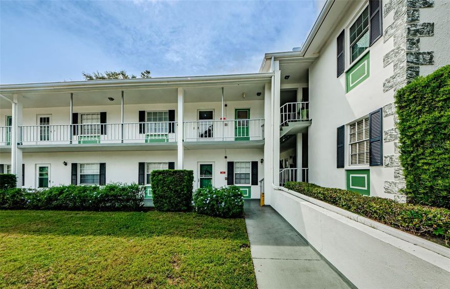 2 Bedroom, 2-bathroom, second floor condo, walking distance to Delightful downtown Dunedin. Douglas Arms is a 55 plus community featuring a heated pool, shuffleboard and clubhouse. The kitchen has a large pass through to the dining/living room combination. From the living room and master bedroom there are sliders leading to your light and bright Florida room looking over green space, swimming pool and clubhouse. HVAC 2021. The building has an elevator and laundry facilities, new machines recently installed on the first and second floor. Designated covered parking space. You will enjoy all of the downtown Dunedin activities with many festivals and 2nd Friday night. Minutes from shopping, beaches, Honeymoon and Caladesi Island State Park, hospitals, golfing, marina, Pinellas Trail with over 50 miles of trails to cycle, walk or run, downtown area has great restaurants and local Breweries and so much more. Make this your cozy home and live the Florida lifestyle.