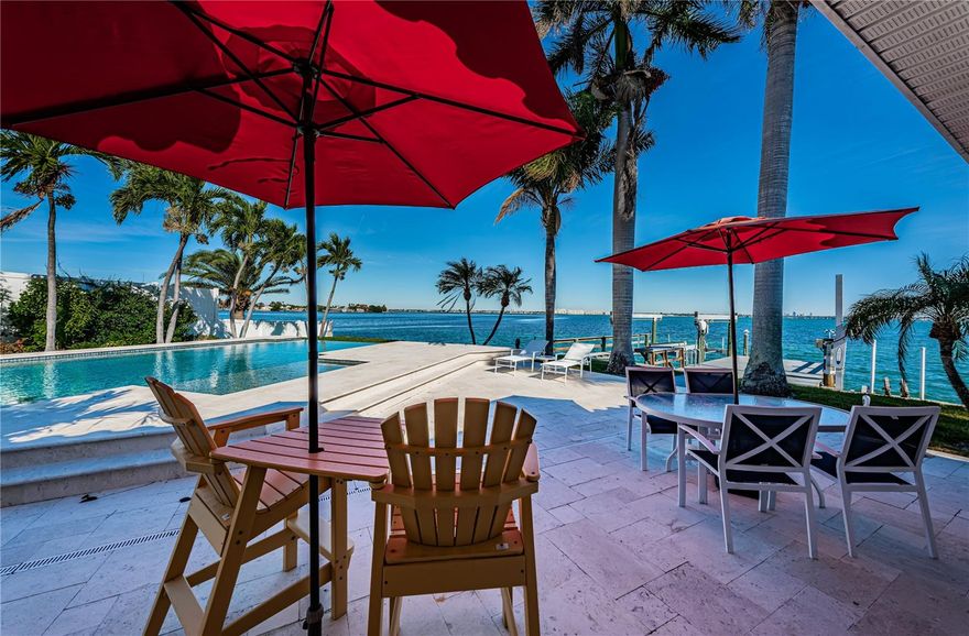 Dolphins daily in this home located in America's Best beach locations in the world. St Pete beach. This is a chance of a lifetime to own one of the few wide open water view homes in St Pete Beach with cud de sac offering over 200 feet of waterfront and unobstructed views of downtown St Pete and Boca Ciega Bay.  Custom Pella impact windows and doors, with renovated kitchen, sub zero fridge, décor stove and much much more.  Custom solid wood kitchen with bar area for entertaining off the water this The property is perfectly located to take full advantage of the sunrise water-views and amazing brand new infinity pool with jacuzzi. Soaring ceilings and open concept living  With bamboo floors, granite counters & a kitchen designed for entertaining both inside & out, this is a must see. You will not be disappointed. This home offers charm like no other. Stop by and see why this is the best home offered on wide open water. Call today for a private tour before it is gone. Buyer to verify all measurements and sizes are approximate.