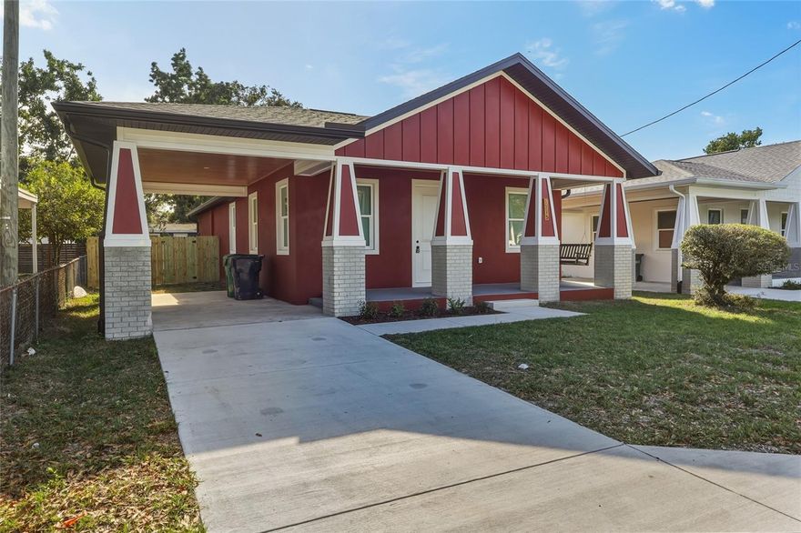 Welcome to this brand new home in the heart of Old Seminole Heights. This pet friendly home features a large fenced yard and relaxing front porch. As you step inside you'll notice the open floor plan with custom cabinetry, quartz countertops, and brand-new appliances. The spacious primary suite includes a walk-in closet and a luxurious ensuite bathroom featuring a walk-in shower with both rainfall and handheld fixtures. Two additional bedrooms share a full bathroom and convenient linen closet. Schedule a showing today!