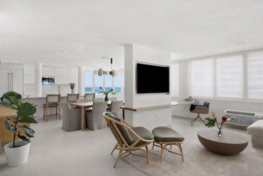 Experience refined beachfront living in this recently remodeled residence at Kings Court Playa, a full-service condominium. Ideally positioned along the most quiet, residential stretch of Condado Beach, the apartment offers direct access to Ocean Park Beach, while the surrounding area is known for its active lifestyle. Ocean Park Beach is one of the widest sandy beaches in the area, ideal for exercise on the sand, beach volleyball, yoga, and water sports such as kite surfing and paddleboarding.
Spanning approximately 1,884 sq. ft., the residence features a bright open layout with two ensuite bedrooms, a powder room, fully equipped kitchen with new appliances, laundry, and expansive living-dining area ideal for entertaining.   Enjoy ocean views, abundant natural light, and refined finishes throughout.
The building offers a full power generator, water cistern, gym, and 24/7 security. Two parking spaces are included, one covered and one uncovered.
Set in a vibrant and walkable neighborhood with direct beachfront access and nearby parks, and in close proximity to top schools including St. John's School and Robinson School, as well as restaurants, shops, medical facilities and everyday conveniences.
A seamless blend of beachfront tranquility and city living in one of San Juan’s most sought-after locations with easy access and excellent walkability.