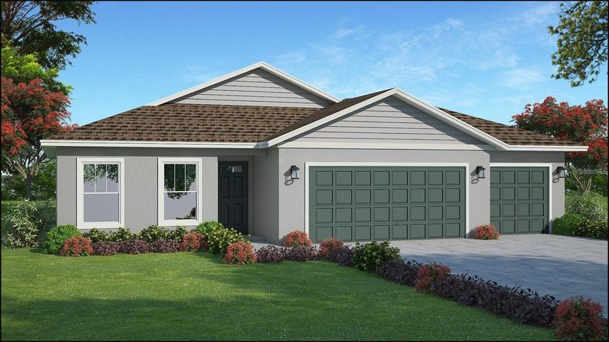 Under Construction.  Carpenter Homes Sanibel model is impressive and offers many desirable features. It seems is spacious and well-designed property with attention to energy efficiency and modern amenities. The 4-bedroom layout with a 3-car garage and lanai offers ample space for a family or individuals looking for extra room. The open kitchen overlooking the great room with a 10-foot ceiling  creates a spacious and inviting atmosphere.  The mention of a "Florida Green building "  is designed with eco-friendly features, promoting sustainability and energy efficiency. This is a significant selling point for environmentally-conscious buyers. The fabric hurricane shutters are a valuable addition, providing peace of mind during Florida's hurricane seasons and protecting the property from potential damage. The in-wall pest control system is a convenient and modern solution for keeping pests at bay, making it easier to maintain a pest-free home.  Having an irrigation system is essential in Florida's climate to ensure the proper hydration of the landscaping and garden areas. The choice of ceramic plank flooring and upgraded quartz countertops in both the kitchen and bathrooms are attractive features that enhance the overall aesthetic of the property. The stainless energy-efficient kitchen appliances and energy-efficient insulation on exterior walls demonstrate a commitment to reducing energy consumption and lowering utility costs for the homeowner. Overall, this pre-construction home is well-equipped with modern amenities and features that cater to comfort, energy efficiency, and practicality. For potential buyers looking for a contemporary, spacious, and environmentally-friendly property in Florida, this Carpenter Homes Sanibel model is an excellent option to consider. Do contact me today and make this home your in the Sunshine  State