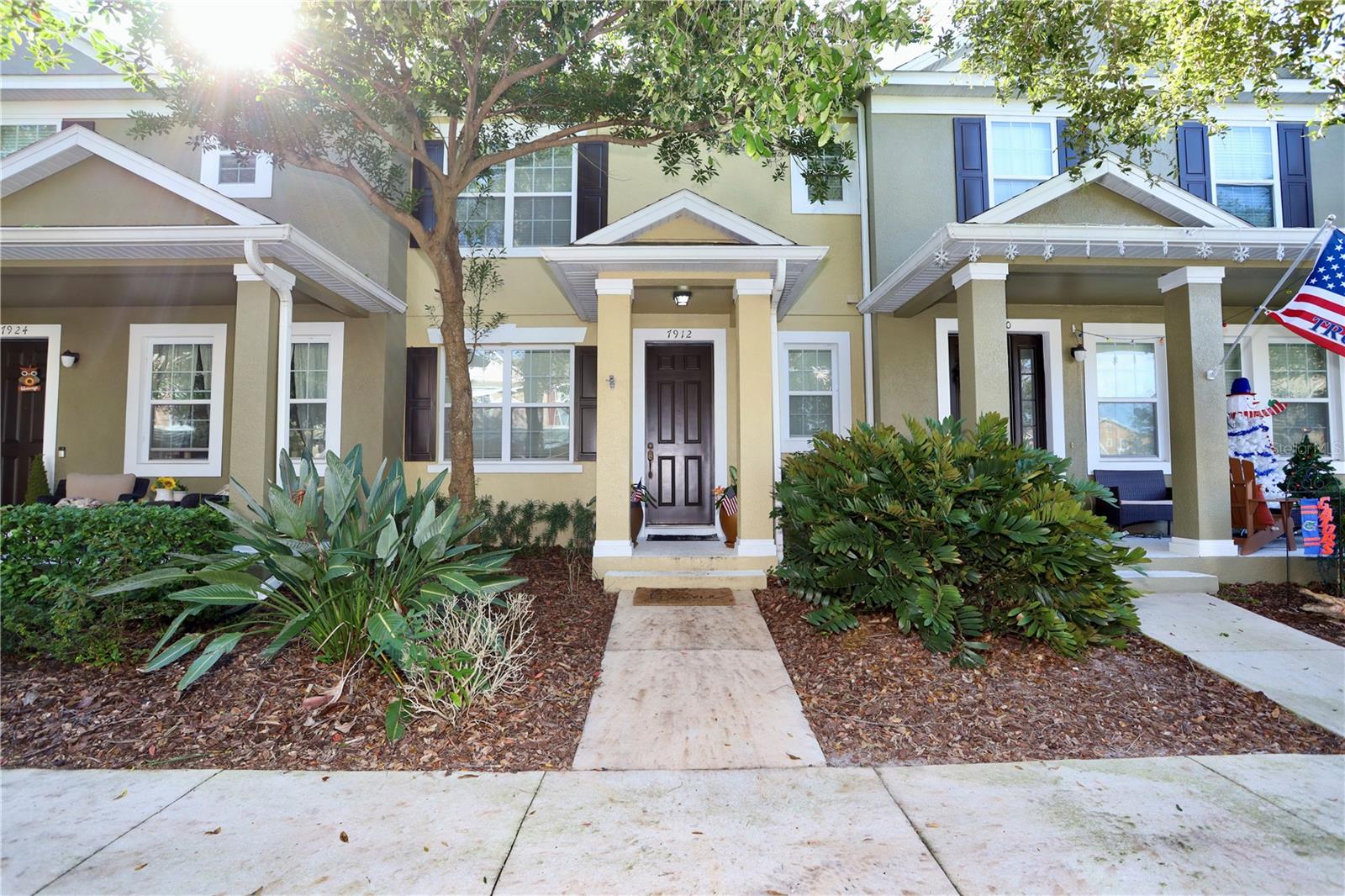 Amazing Lake Nona Townhouse in Waters Edge at Northlake Park. This Townhouse offers 3 bed, 2 1/2 bath, upgraded tile flooring through first floor, ceiling fans, blinds, carpet in bedrooms and stairs, spacious dining room which flows seamlessly into the kitchen and living room combo. The fully upgraded kitchen boasts ample countertop space, breakfast bar, and solid wood cabinets with crown molding. The large master bedroom has a huge walk in closet with double sink, and beautiful walk-in shower. There are also two cozy guest bedrooms and a bathroom that make the second floor complete. Large half bath is downstairs, making it easy on guests. The townhome is within short walking distance to the clubhouse. The Waters Edge at Lake Nona community features COUNTLESS amenities. Set on the shores of Lake Nona alongside a waterfront park, fishing prir, boat
