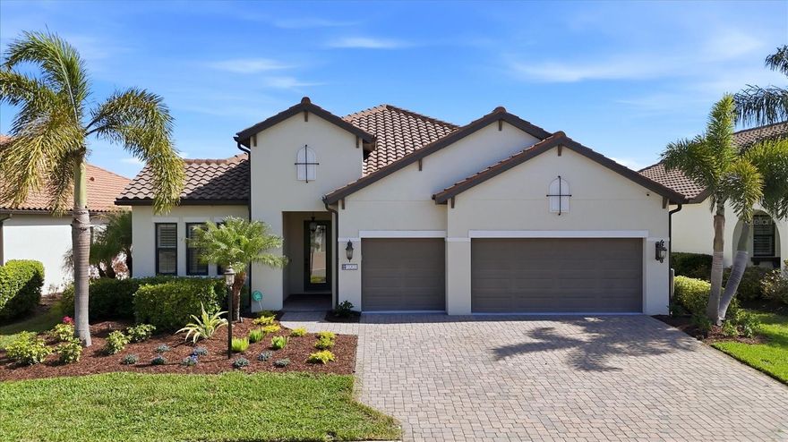 WAIT TILL YOU SEE THIS nearly 2,900 square foot “WINDSTAR” floor plan with 4 baths, One Master bedroom, One ensuite, plus 2 more bedrooms for a total of 4 bedrooms, a den/study AND a PARTIAL CDD fee! The entry sets the stage for this great experience as you focus on the oversized, open spaces enhanced by the captivating pool deck Vistas overlooking the undisturbed rear preserve (NO neighbors). Rest assured your new home is built super strong with its concrete block construction, concrete tile roof and HURRICANE protection for all energy-efficient windows. This amazing ''smart home'' allows you to operate your thermostat, front door, garage doors, all pool equipment and security system with color cameras for video, fire and sound monitoring all from your smart device! Additional features include: Paver driveway, gutter system throughout the entire roof line, 10'+ high ceilings throughout with multiple tray ceilings, premium ceramic tile throughout, LED recessed lighting, plantation shutters, 8-foot-tall interior/exterior doors, 5 1/4" deco baseboards, crown molding, reverse osmosis water filtration in kitchen PLUS whole home water filtration system, professionally installed surround sound in both the family room and lanai, BRAND NEW landscaping with premium landscaping lighting and more! Your kitchen boasts a fantastic island with a breakfast bar, a café with a view, a full suite of Stainless Steel appliances, custom herringbone laid backsplash, timeless shaker cabinetry, 5-burner gas stove top with large exhaust hood, stone counters and an extra-large walk-in pantry! The master suite bathroom boasts two walk-in closets with custom cabinetry, huge vanity with dual sinks, a water closet, and a large shower. There’s an ample sized laundry room with a cabinet base wash tub and a matching suite of Energy Star washer/dryer. The 3 car garage provides ample parking, storage racks plus the door and ceiling have been insulated to keep this area comfortable. The attic above the garage has been finished as well to provide additional storage space. Step outside to your premium travertine-rich lanai where you will be AMAZED at not only the undisturbed preserve views (NO neighbors) but your new custom saltwater heated pool/spa with an upgraded pebble surface and oversized sunshelf perfect for lounging in the Florida sunshine! Indigo is an active community that features a full time on-site manager as well as a full time activities director that manages an extensive calendar of activities for all ages. A-Rated Gullett Elementary AND Mona Jain Middle school are right outside our gates too! You can also expect sidewalks on both sides of the street, resort style heated community pool/spa at the main clubhouse where you will find 5 cabanas with an abundance of seating, 4 pickleball courts, 2 bocce ball courts, a 24-hour exercise gym, a meeting/banquet room, and a playground. Indigo is not only a community that takes care of all ground maintenance to include mowing, fertilizing, irrigation, shrubs and mulch but is right around the corner to a plethora of dining, banking, entertainment, public transportation and MORE!