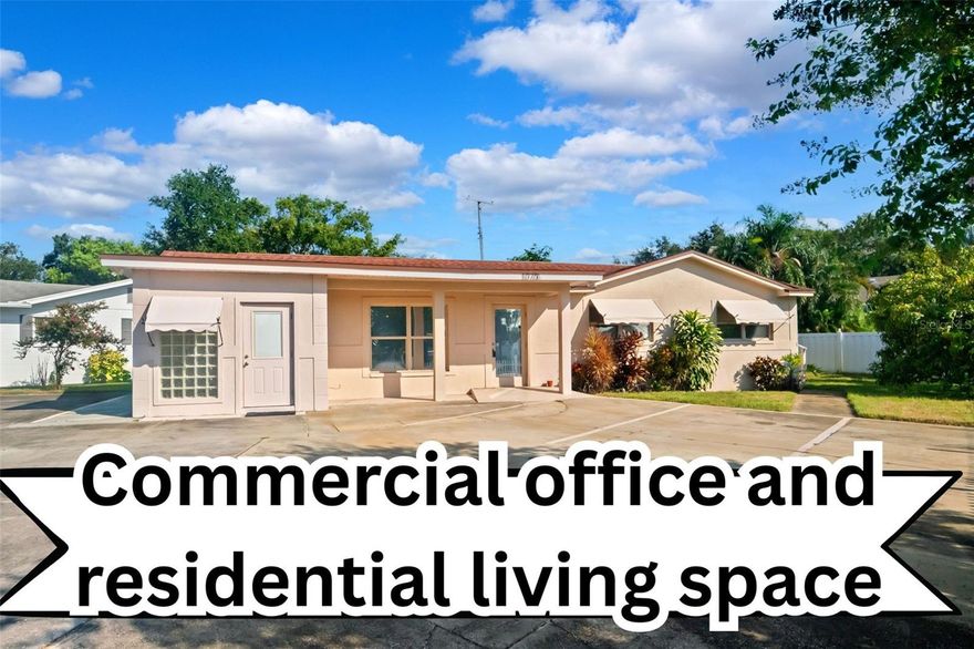 Fantastic rental opportunity to run your salon, consulting business, barber shop, you name it and save on your rental expenses by combining home and office.  The right side of the building is an open floor plan kitchen/living room combo with 2 bedrooms and a full bathroom.  The left side of the building is a separate entrance with 2-3 offices/storage/lobby space. Perfectly situated to have a private business that does not interfere with your living experience.  Or, use the entire thing as your primary living space, with the bonus room and home office space.  Easily convert one of the designated offices into a bedroom. Call for any questions and a tour.