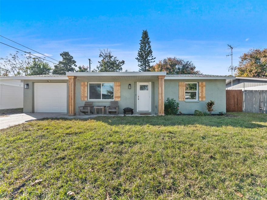 Fully updated 3-bed, 2-bath block home: 1,056 heated sq ft, 1-car garage, fenced backyard. Move-in ready!
All major systems newer. Roof, HVAC, septic,, windows, water heater, tile flooring, paint, LED lights, and more. Gourmet kitchen w/ shaker cabinets, granite countertops, SS appliances. Updated baths w/ modern vanities and fixtures.
Prime spot near US-19 & SR-54: mins to shopping, dining, schools, Trinity Medical Center, Gulf beaches (5 min), Tampa Airport (40 min).
Ideal for first-timers, downsizers, investors. No HOA/flood zone